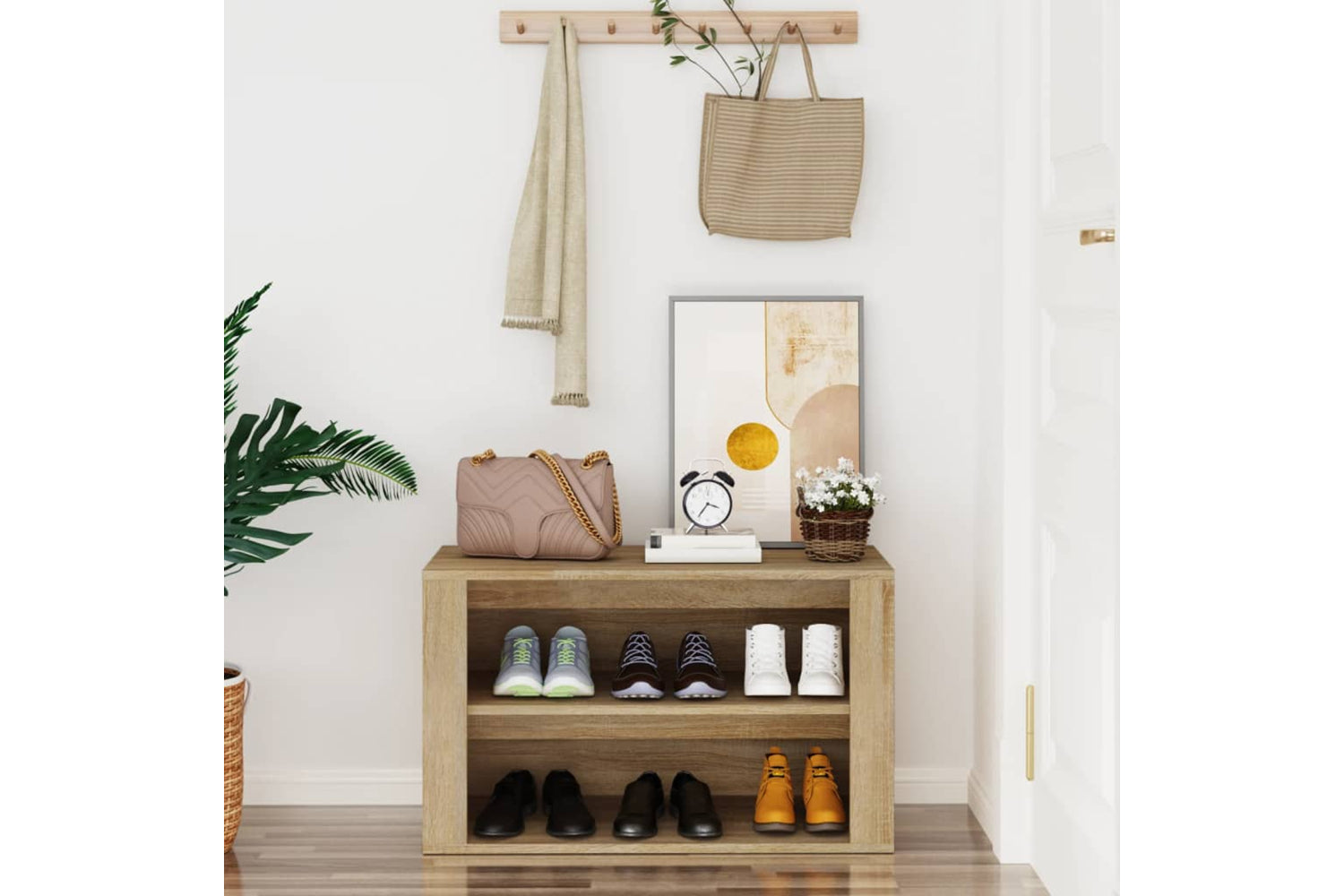 vidaXL 816899 Shoe Rack Sonoma Oak 75x35x45cm Engineered Wood-2