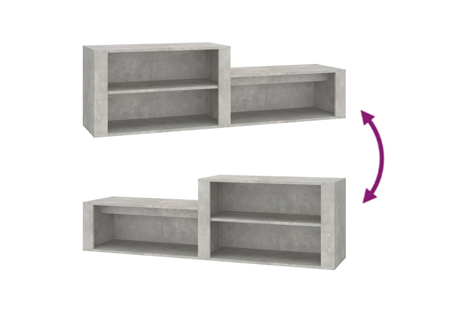 vidaXL 816916 Shoe Cabinet Concrete Grey 150x35x45cm Engineered Wood-6