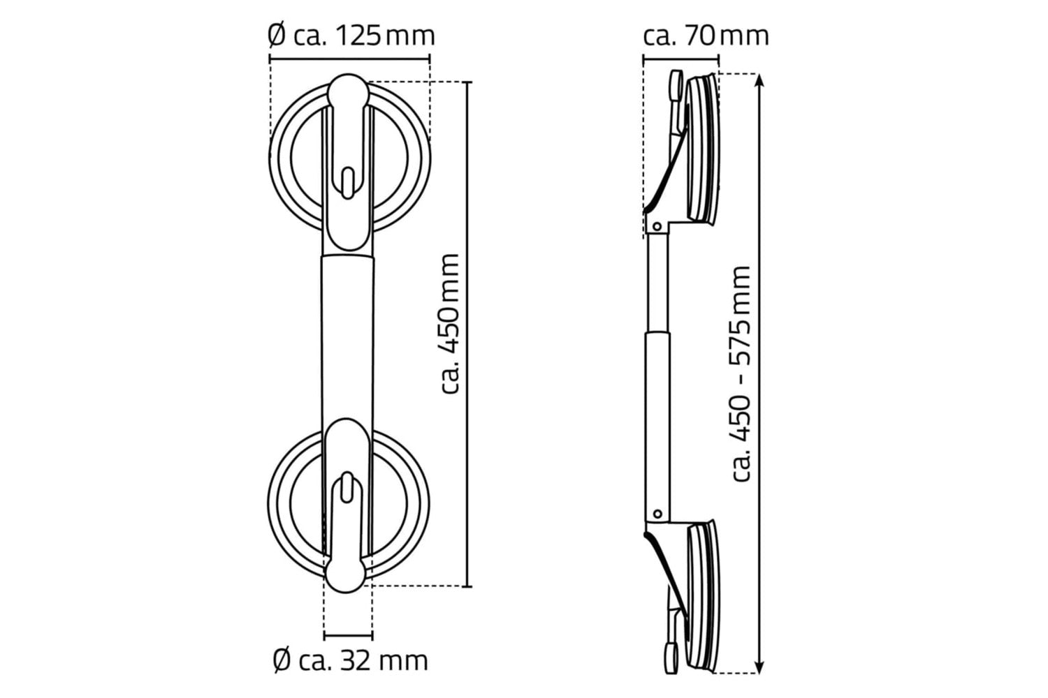 Ridder Telescopic Suction Grab Rail 12 Cm 100 Kg A0150301-4