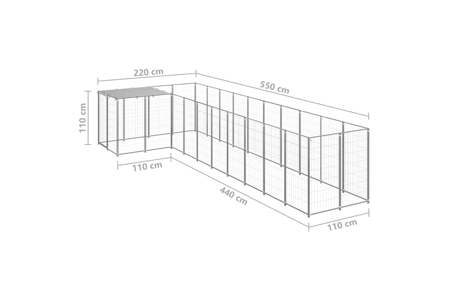 Vidaxl 3082243 Dog Kennel Silver 7.26 M2 Steel-6