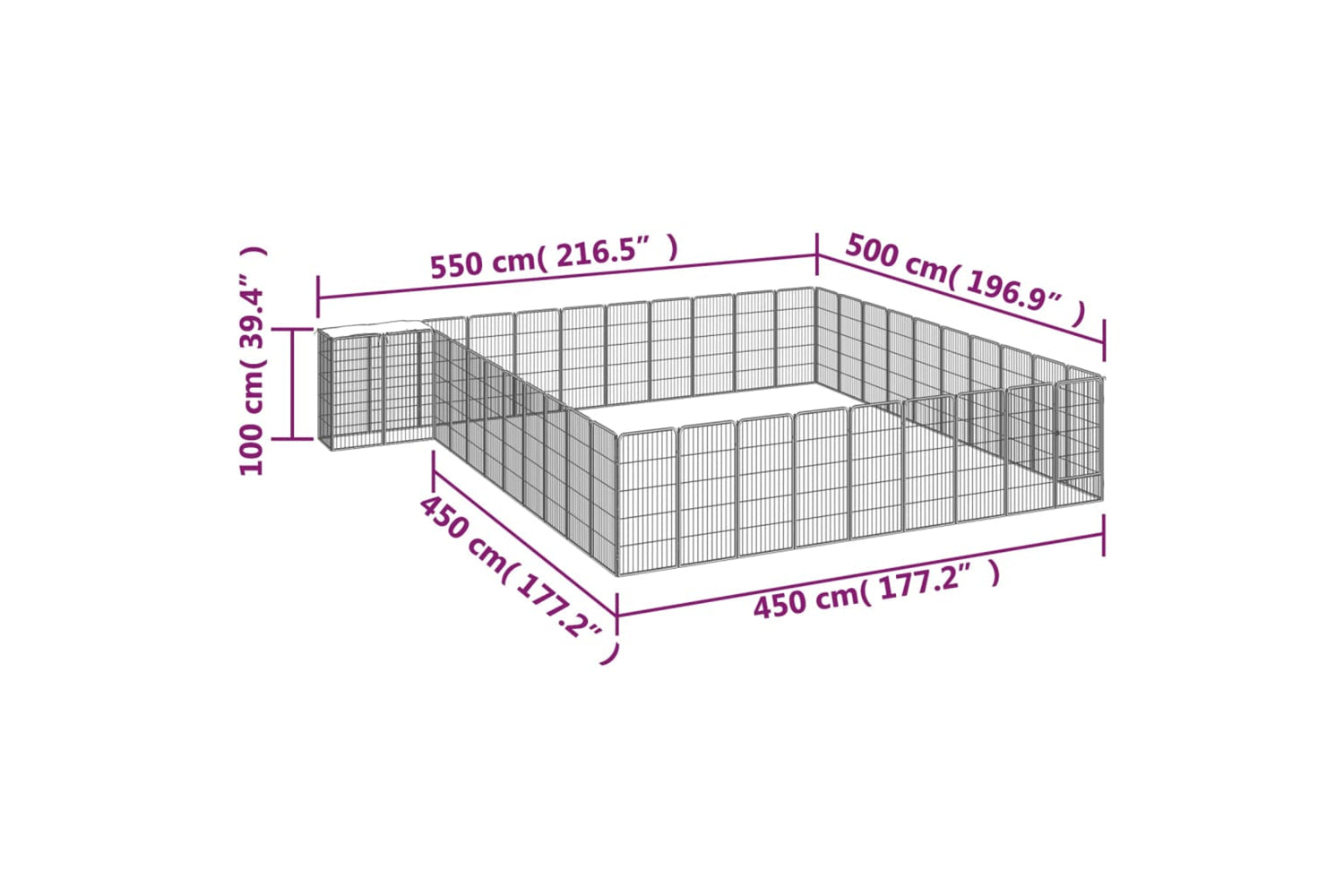vidaXL 3115956 42-panel Dog Playpen Black 50x100cm Powder-coated Steel-6