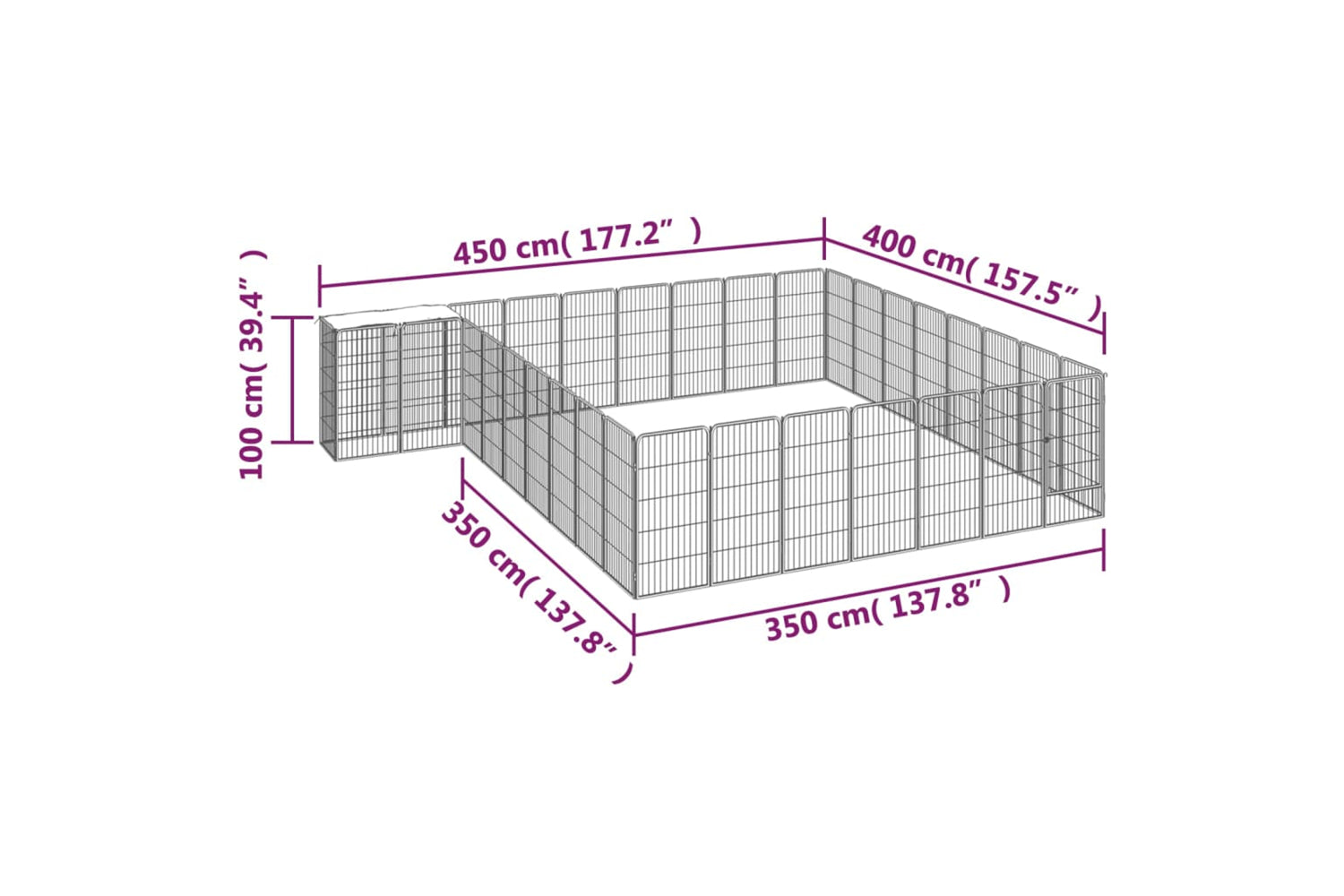 vidaXL 3115954 34-panel Dog Playpen Black 50x100cm Powder-coated Steel-6