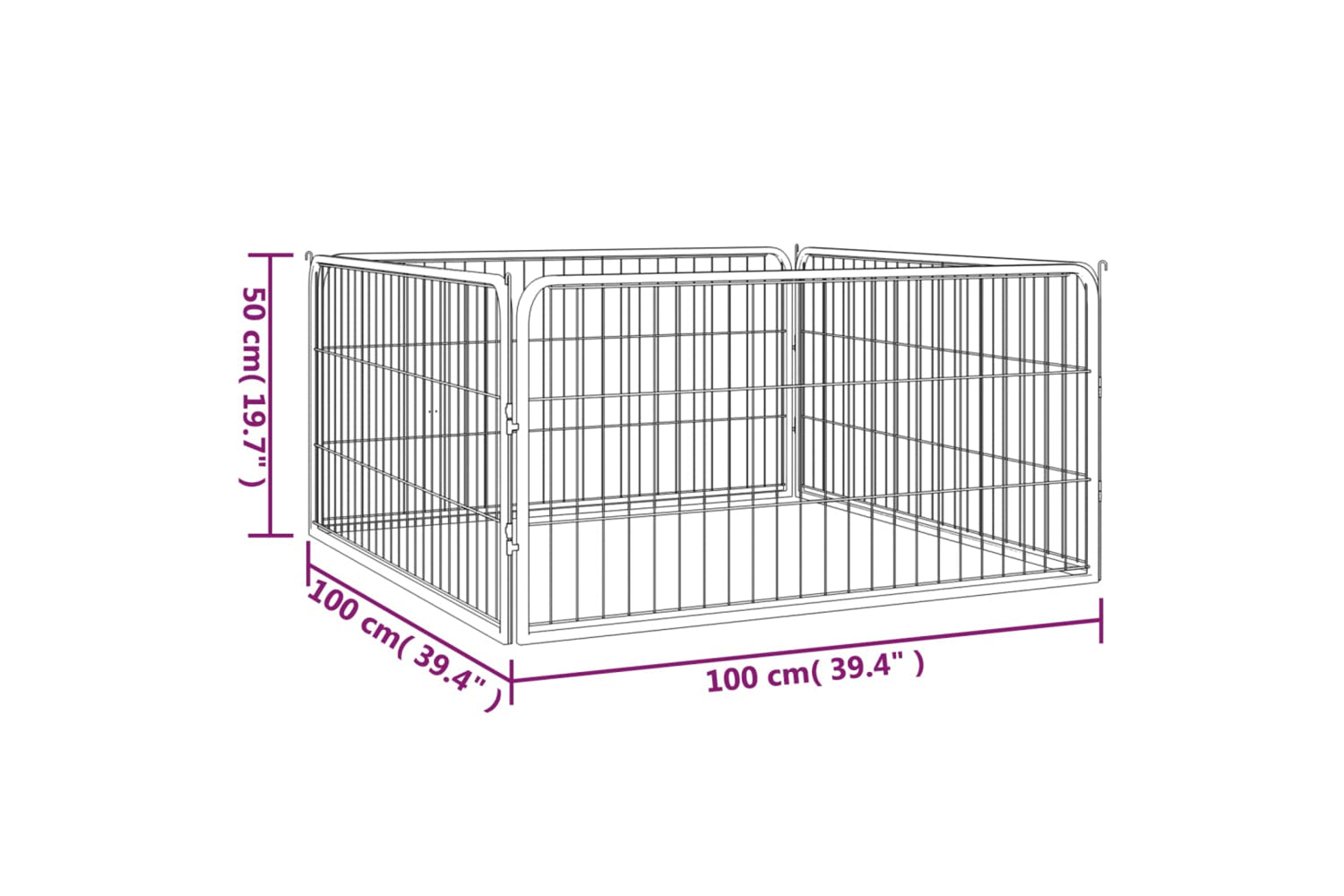 vidaXL 171794 Dog Playpen 4 Panels Black 100x50cm Powder-coated Steel-6