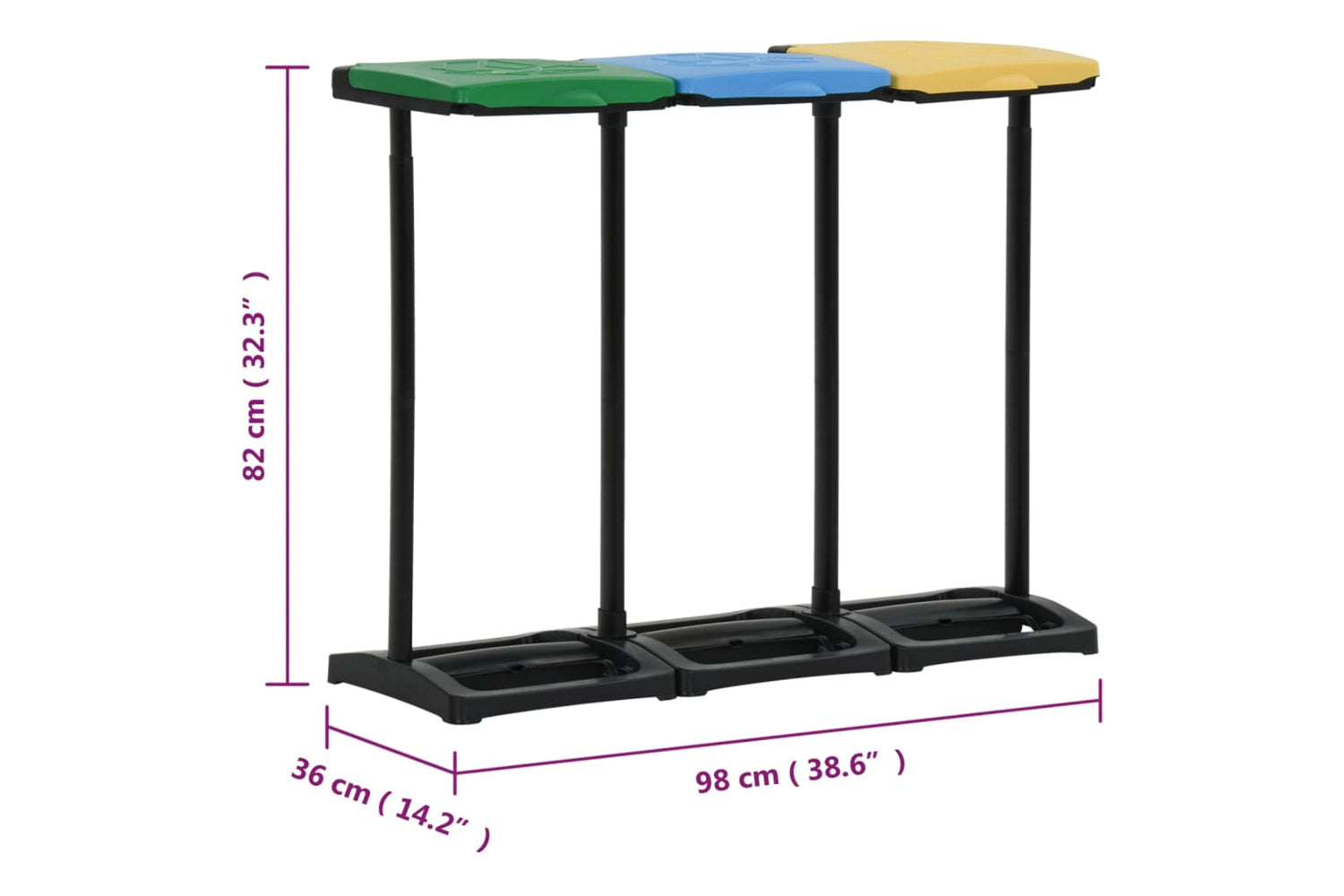 Vidaxl 340989 Bin Bag Stands With Lid 240-330 L Multicolour Pp-8