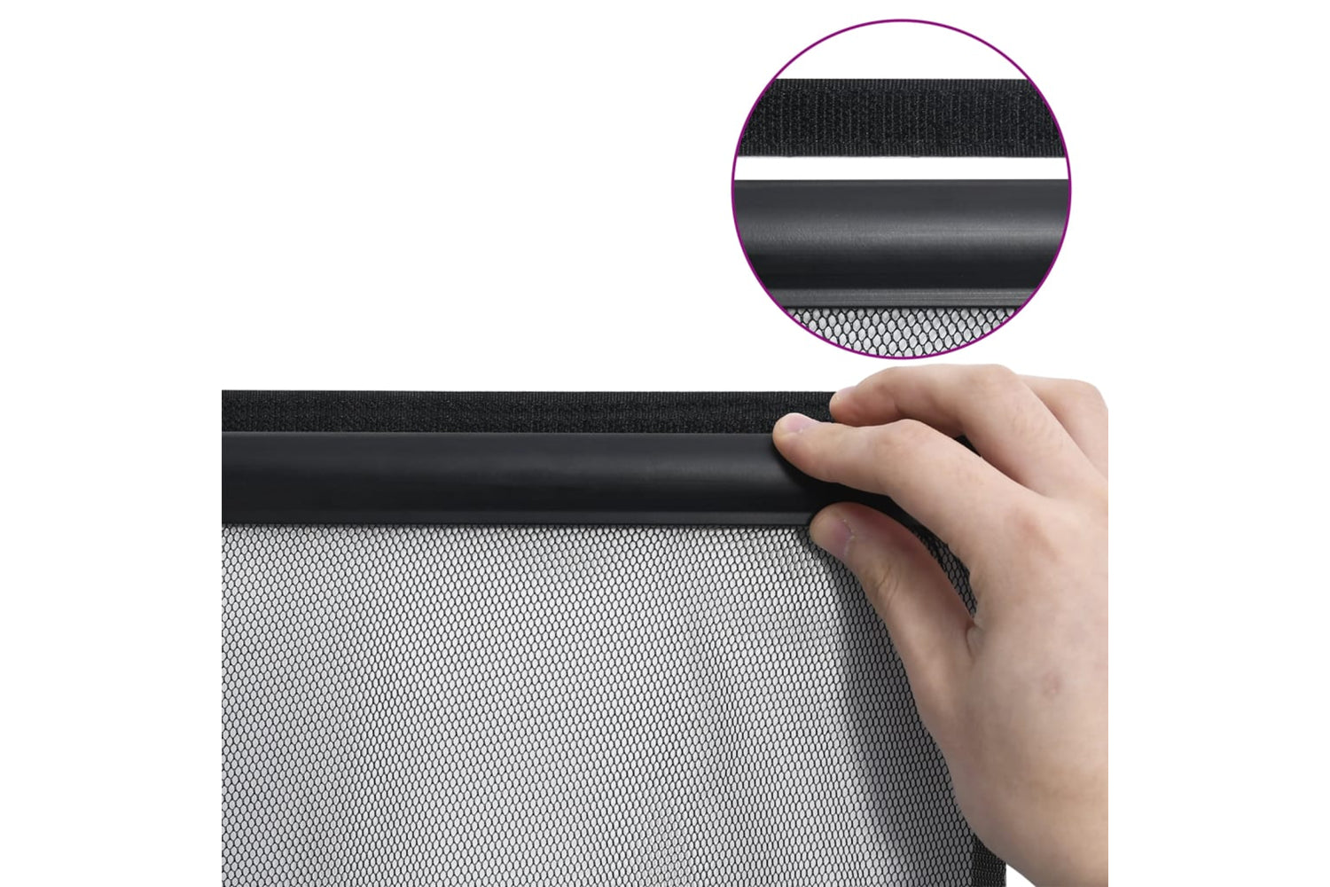 vidaXL 148711 Insect Door Screen With 5-piece Mesh Curtain Black 120x240cm-6