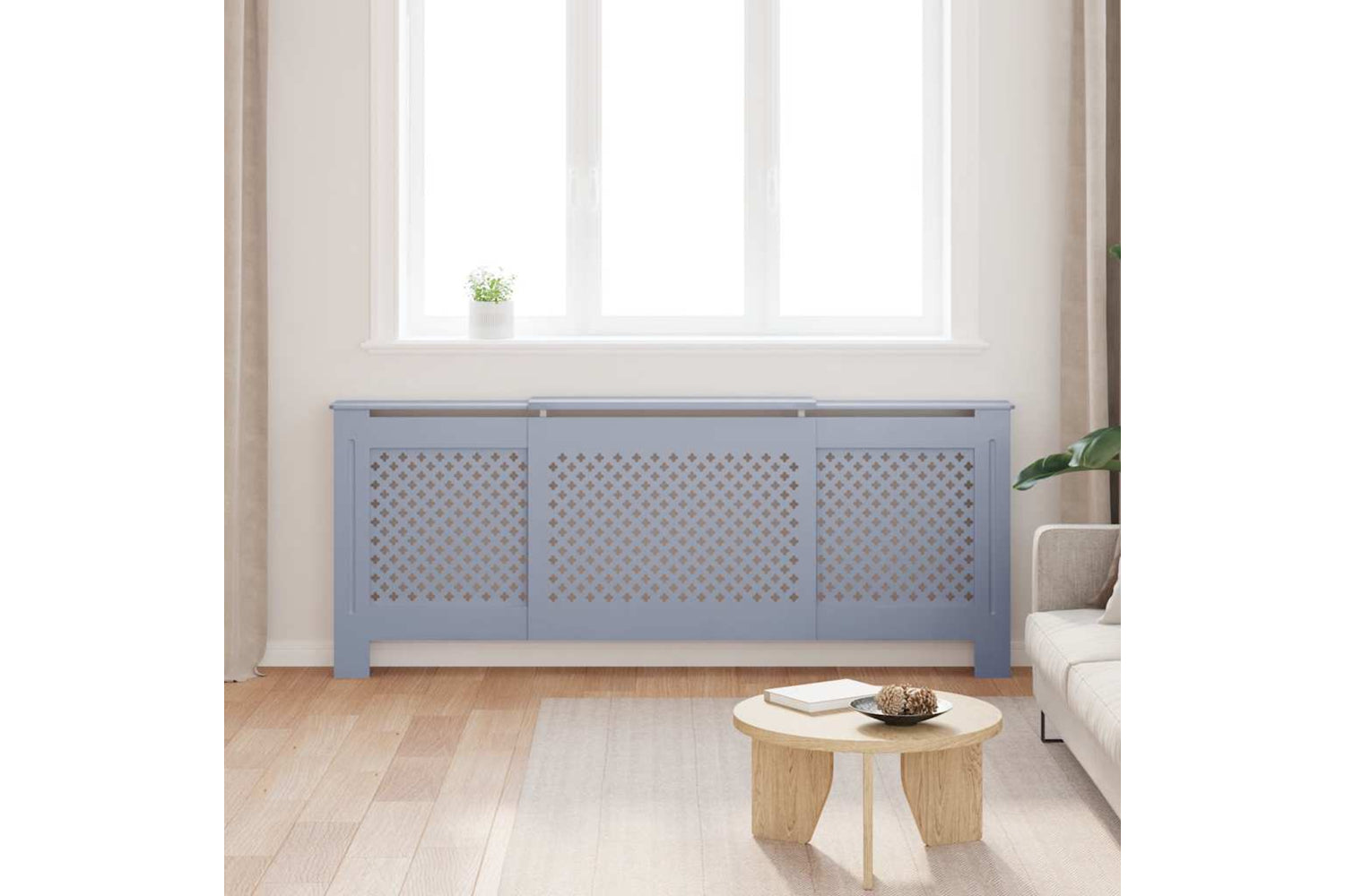 vidaXL Mdf Radiator Cover Grey 205cm-2