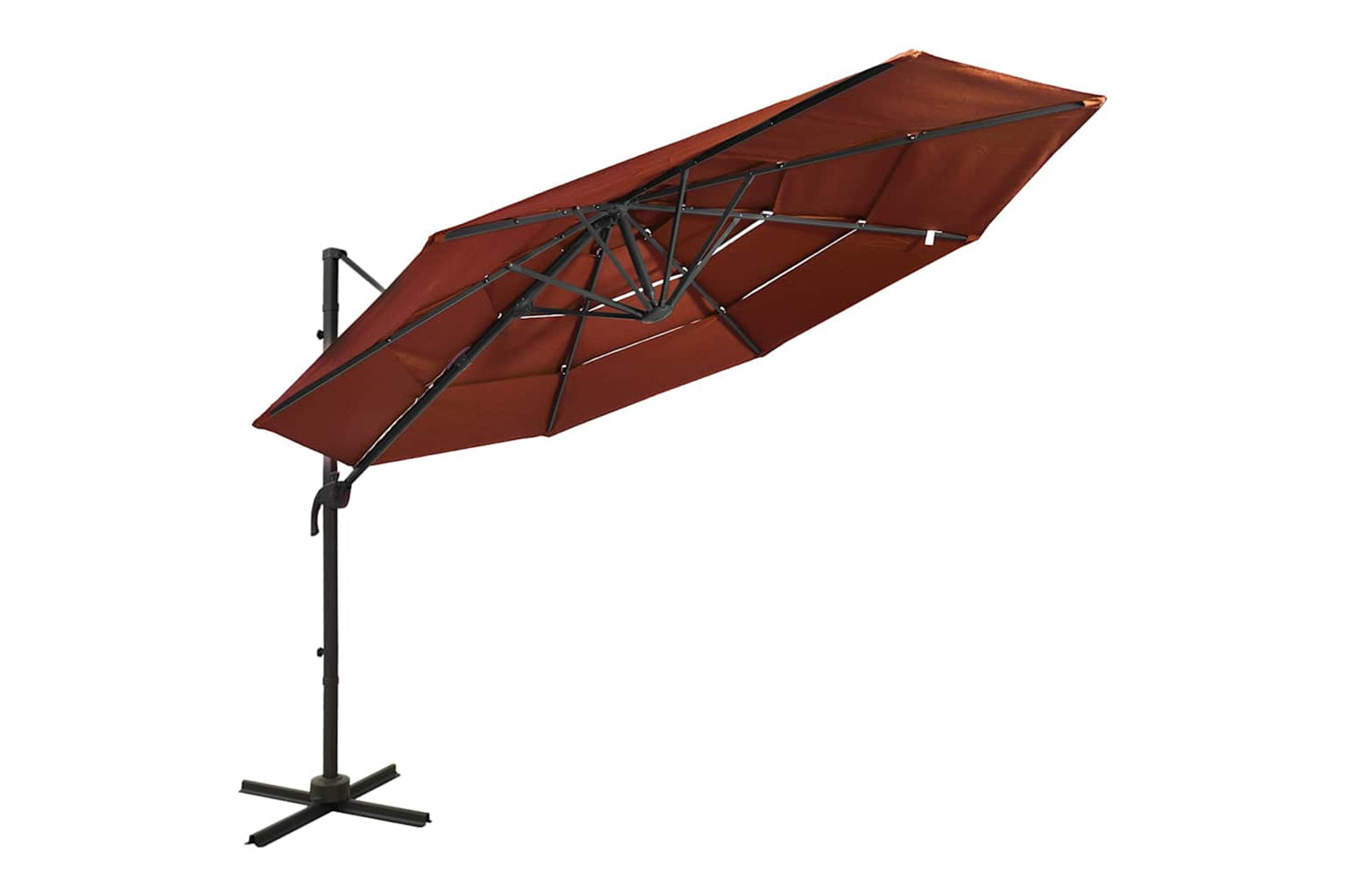 Vidaxl 313833 4-tier Parasol With Aluminium Pole Terracotta 3x3 M