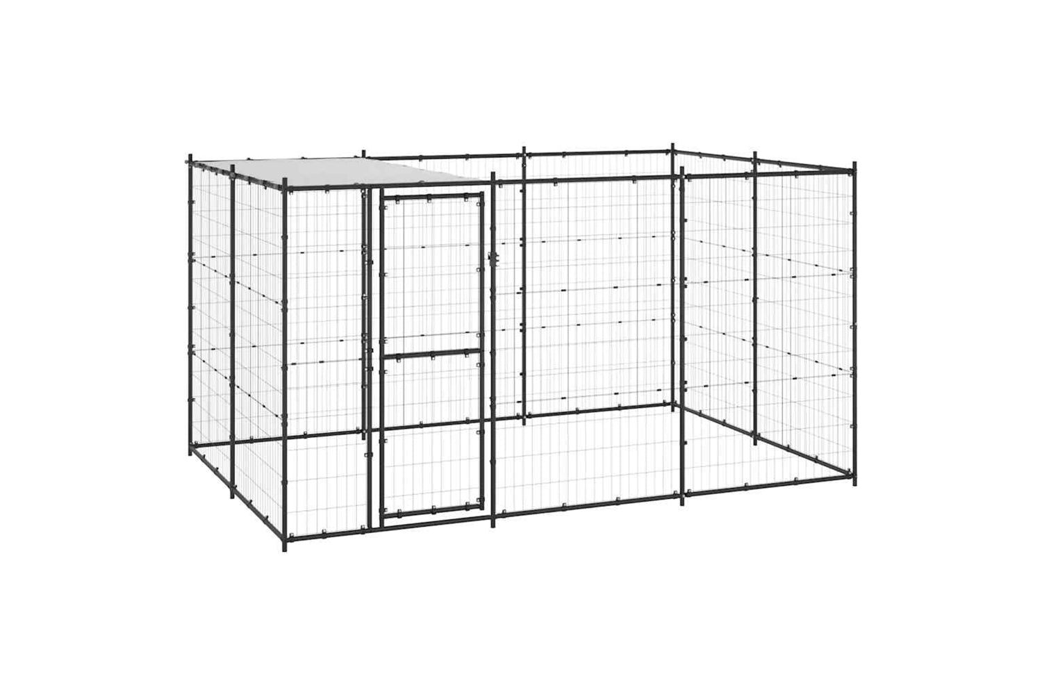 Vidaxl 3082293 Outdoor Dog Kennel Steel With Roof 7.26 M2
