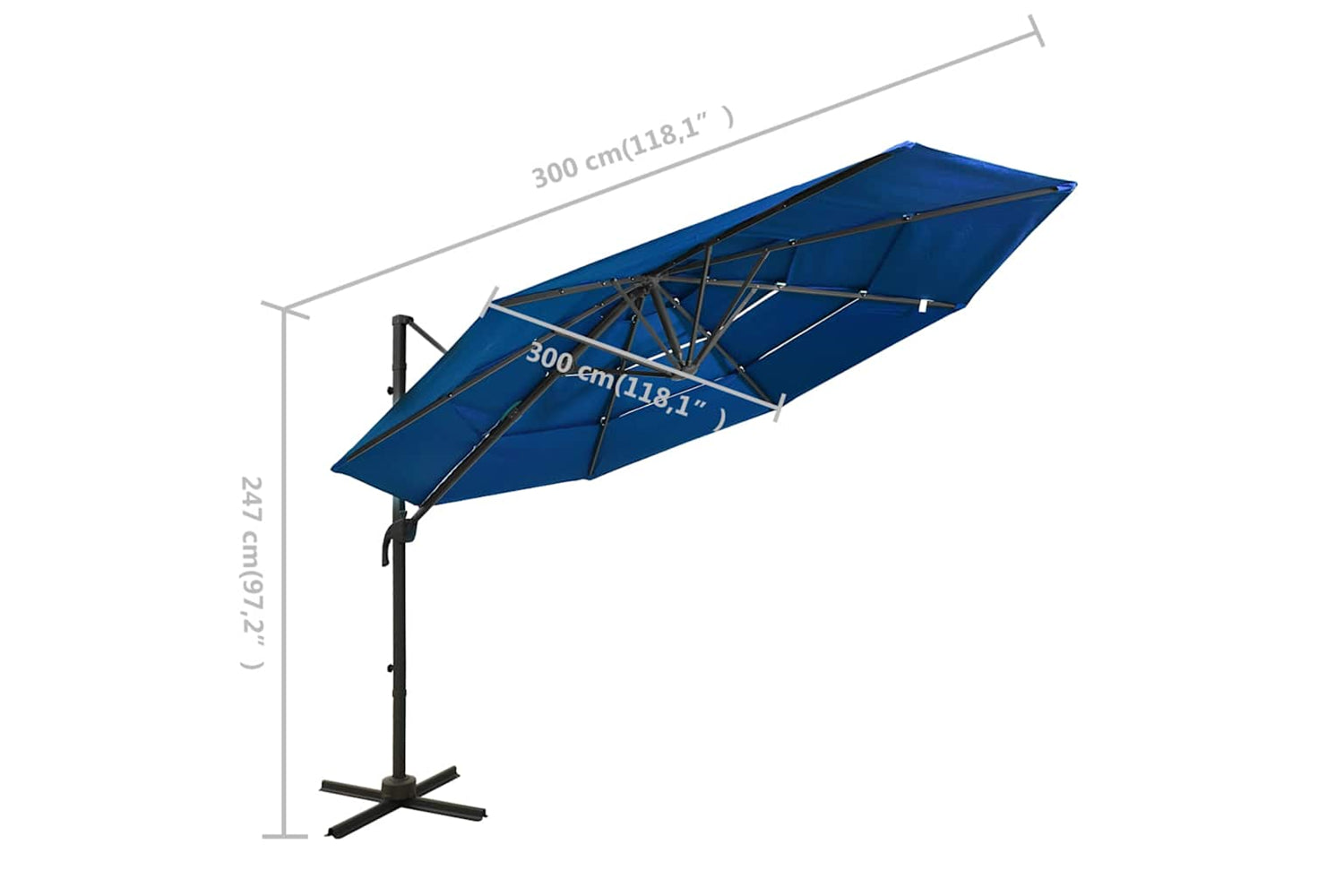 Vidaxl 313835 4-tier Parasol With Aluminium Pole Azure Blue 3x3 M-8