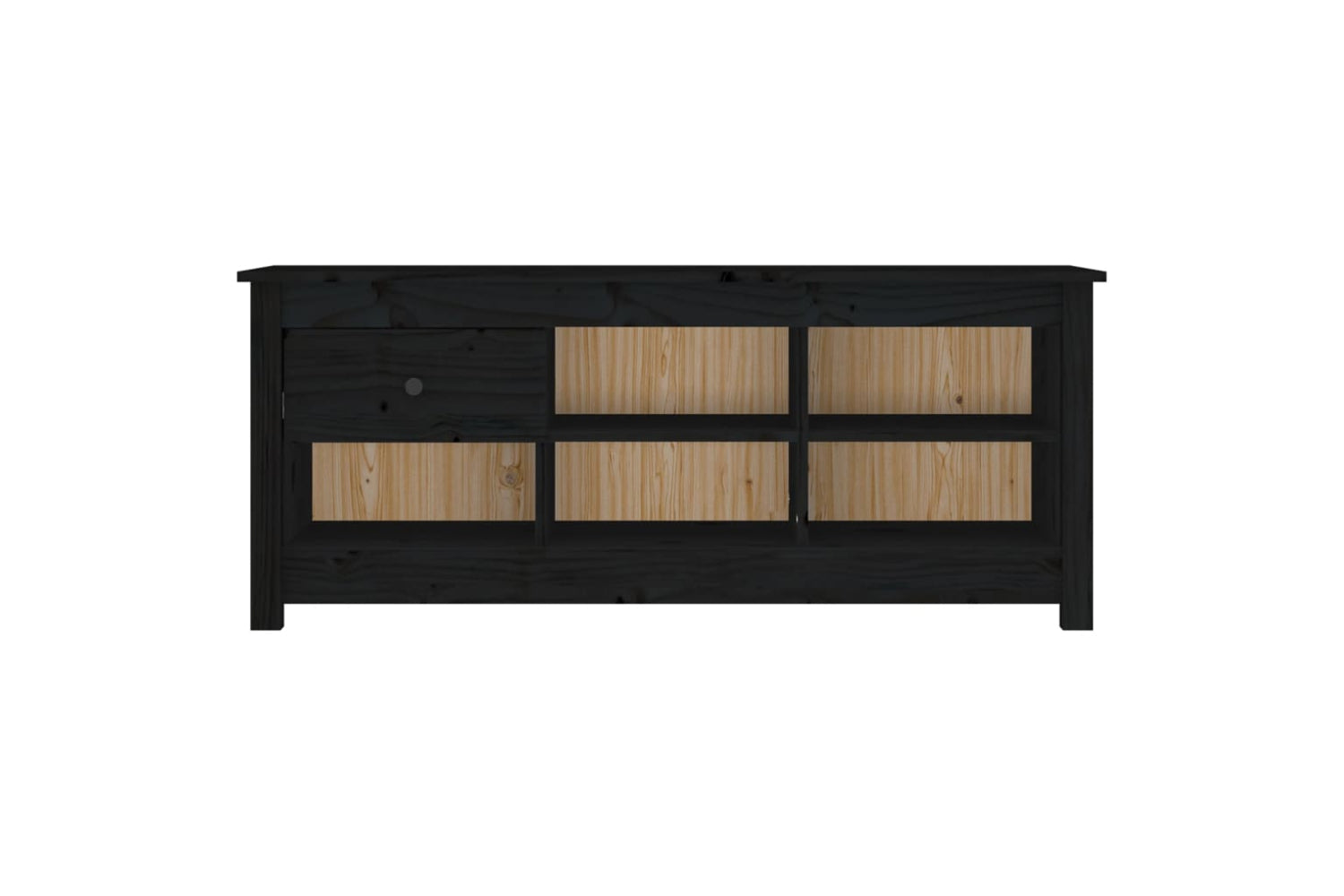 vidaXL 814598 Shoe Cabinet Black 110x38x45.5cm Solid Wood Pine-2