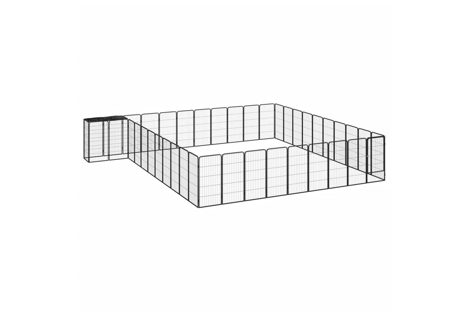 vidaXL 3115956 42-panel Dog Playpen Black 50x100cm Powder-coated Steel