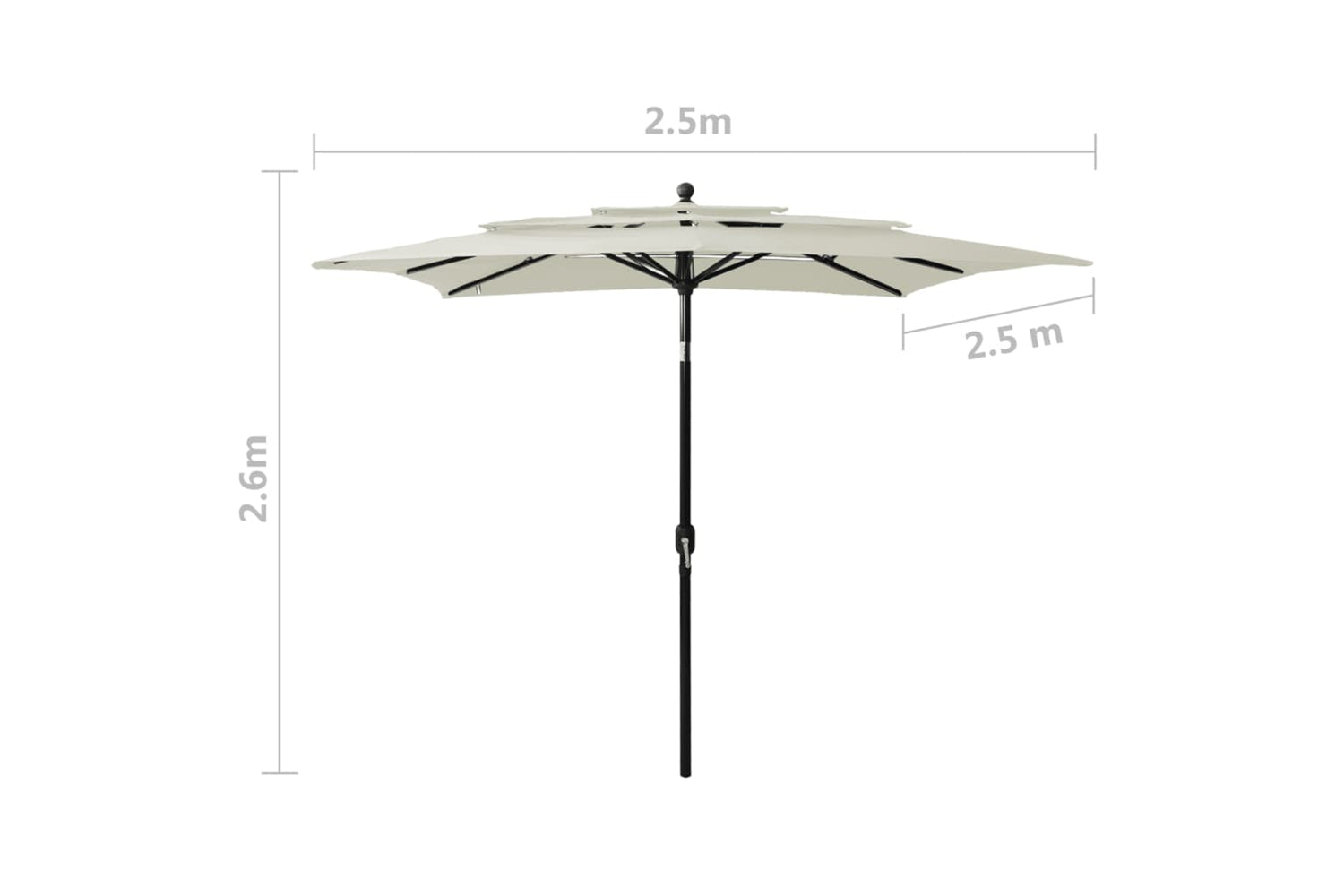 Vidaxl 313836 3-tier Parasol With Aluminium Pole Sand 2.5x2.5 M-8