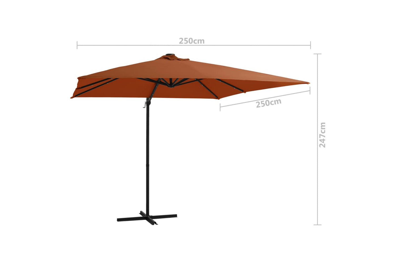 Vidaxl 312311 Cantilever Umbrella With Led Lights Terracotta 250x250 Cm-9
