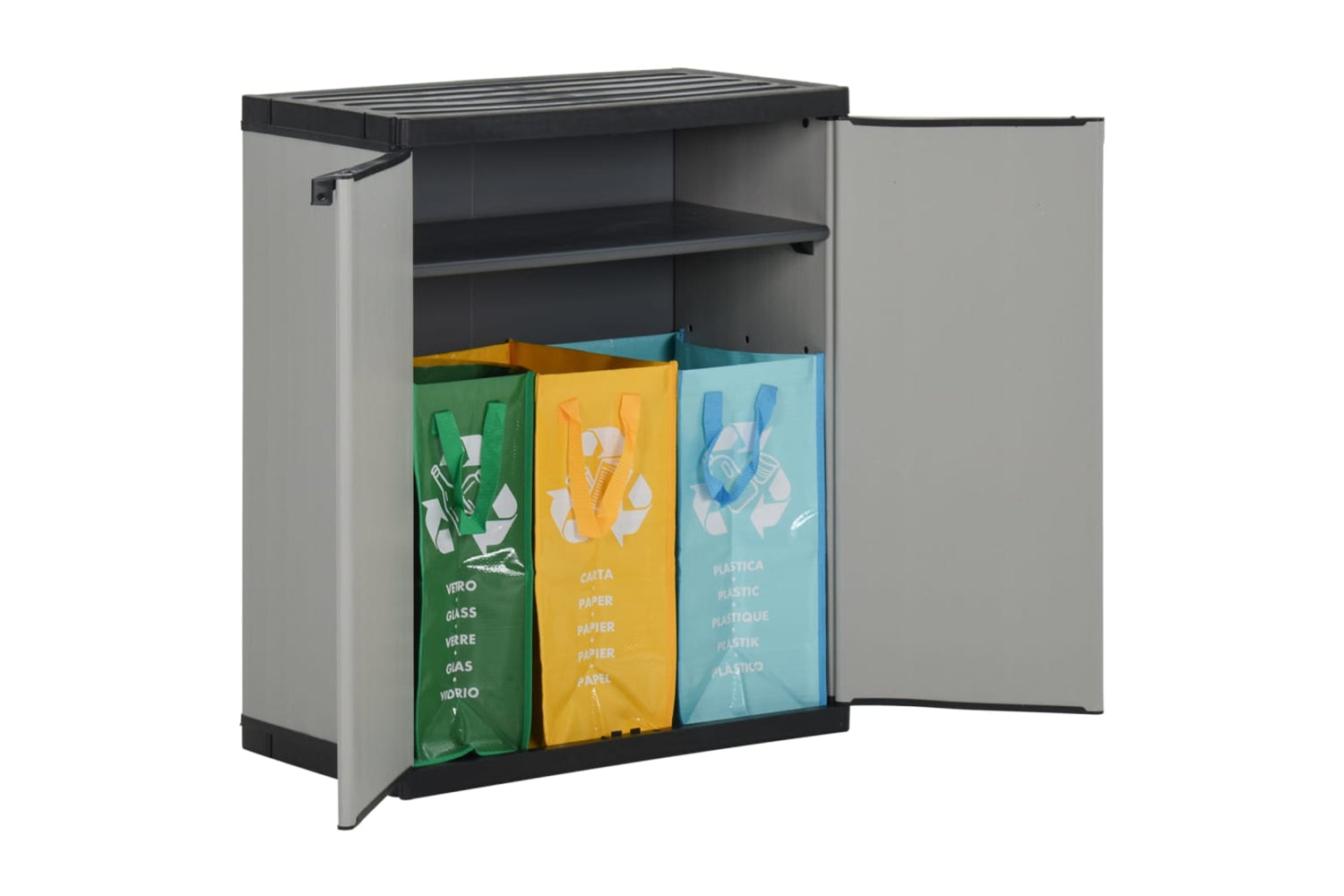 vidaXL 340987 Garden Waste Cabinet Grey And Black 68x40x85cm Pp-2