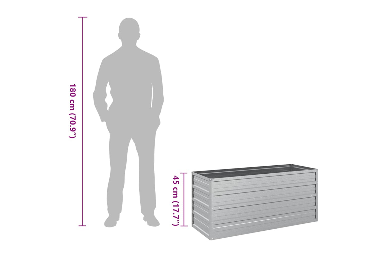Vidaxl Garden Raised Bed 100x40x45 Cm Galvanized Steel Silver-7