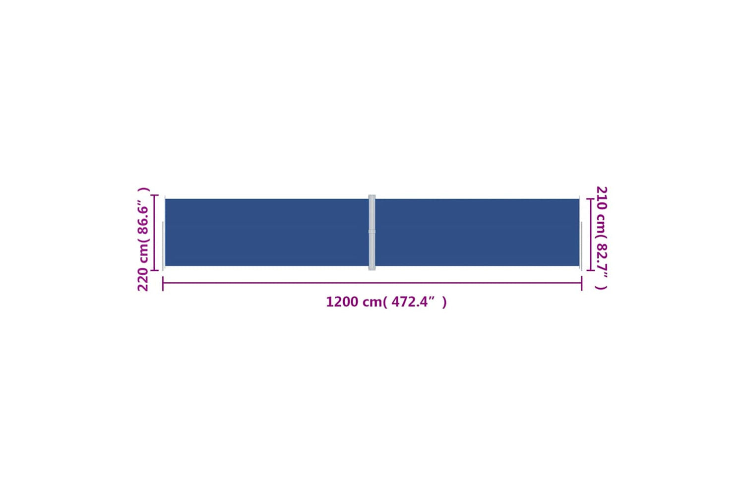 vidaXL 318088 Retractable Side Awning Blue 220x1200cm-7