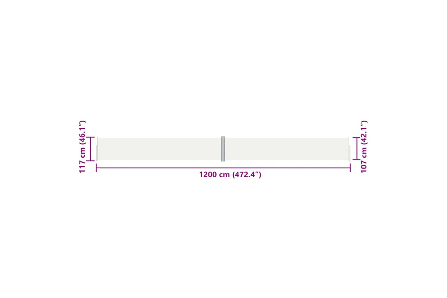 vidaXL 318055 Retractable Side Awning Cream 117x1200cm-7