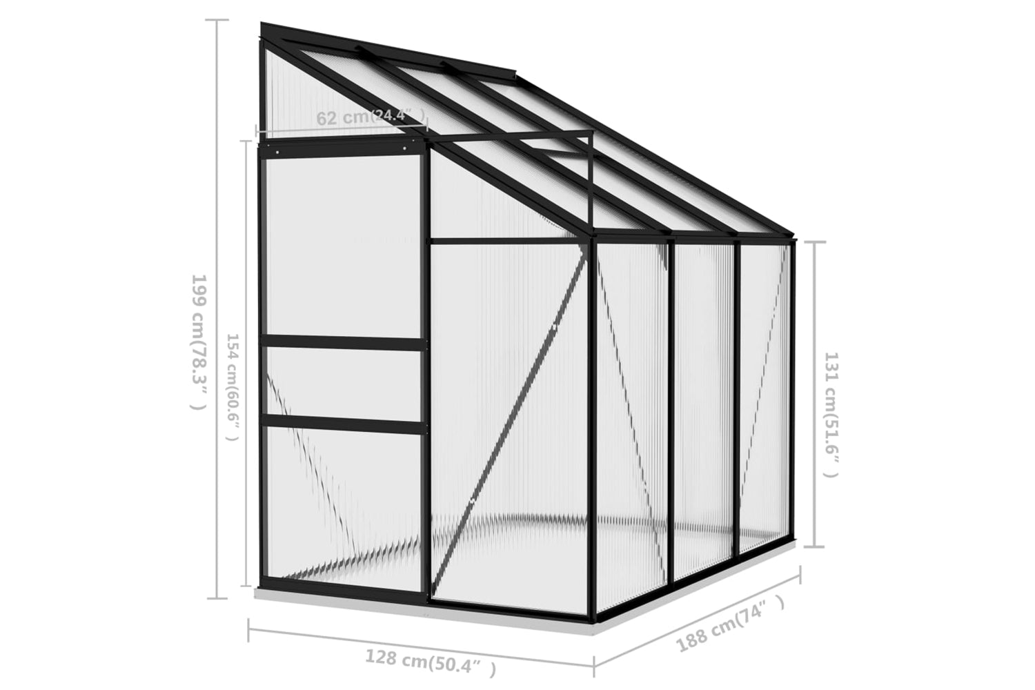 vidaXL 312050 Greenhouse Anthracite Aluminium 3.97 MÃƒÂ¢Ã‚Â³-8