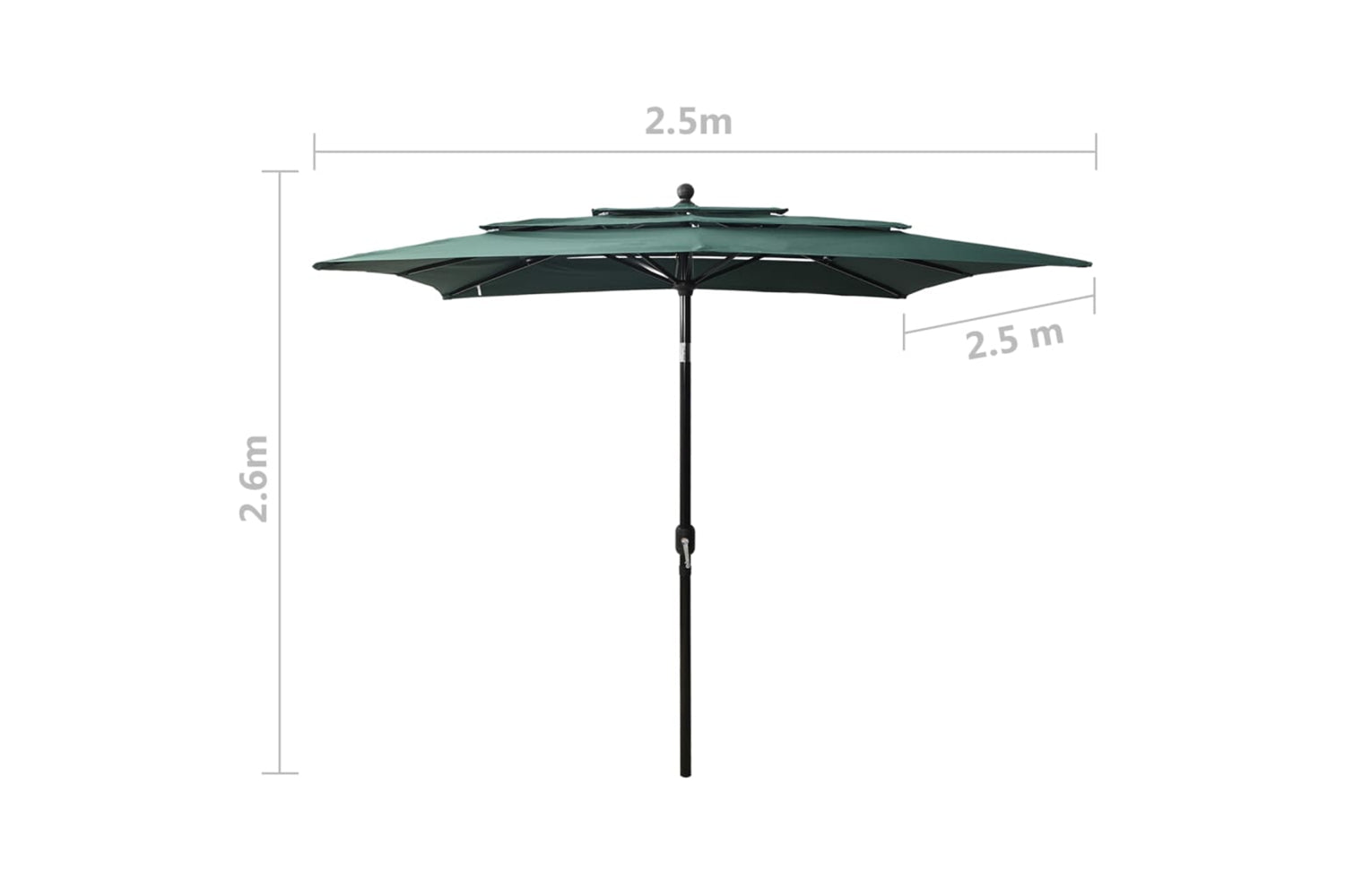 Vidaxl 313837 3-tier Parasol With Aluminium Pole Green 2.5x2.5 M-8