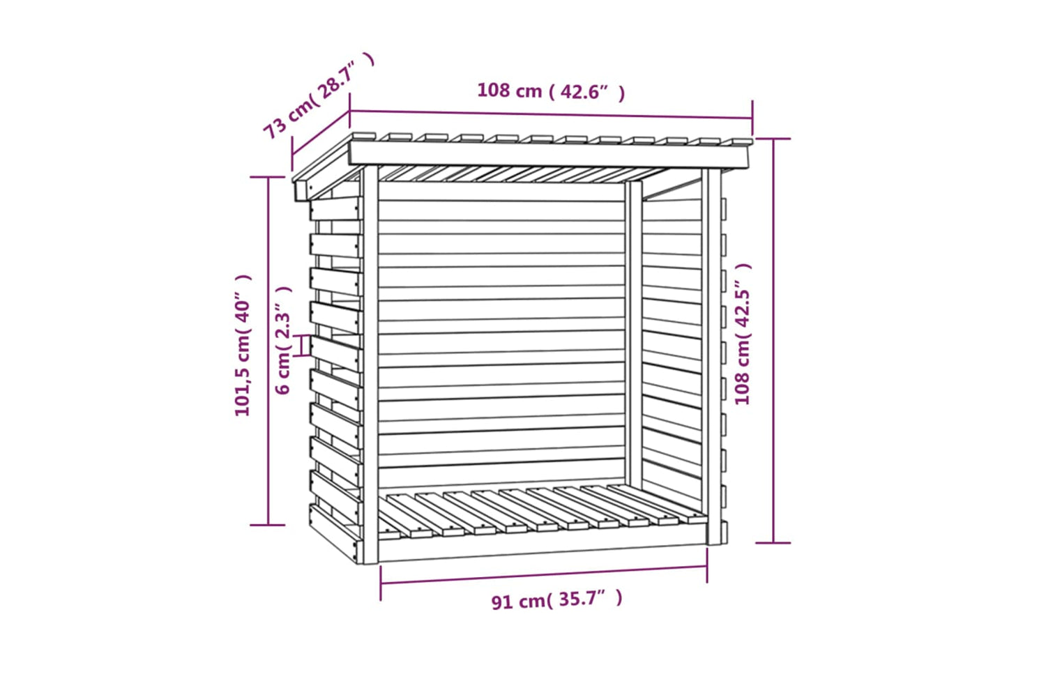 vidaXL 822222 Firewood Rack 108x73x108cm Solid Wood Pine-7