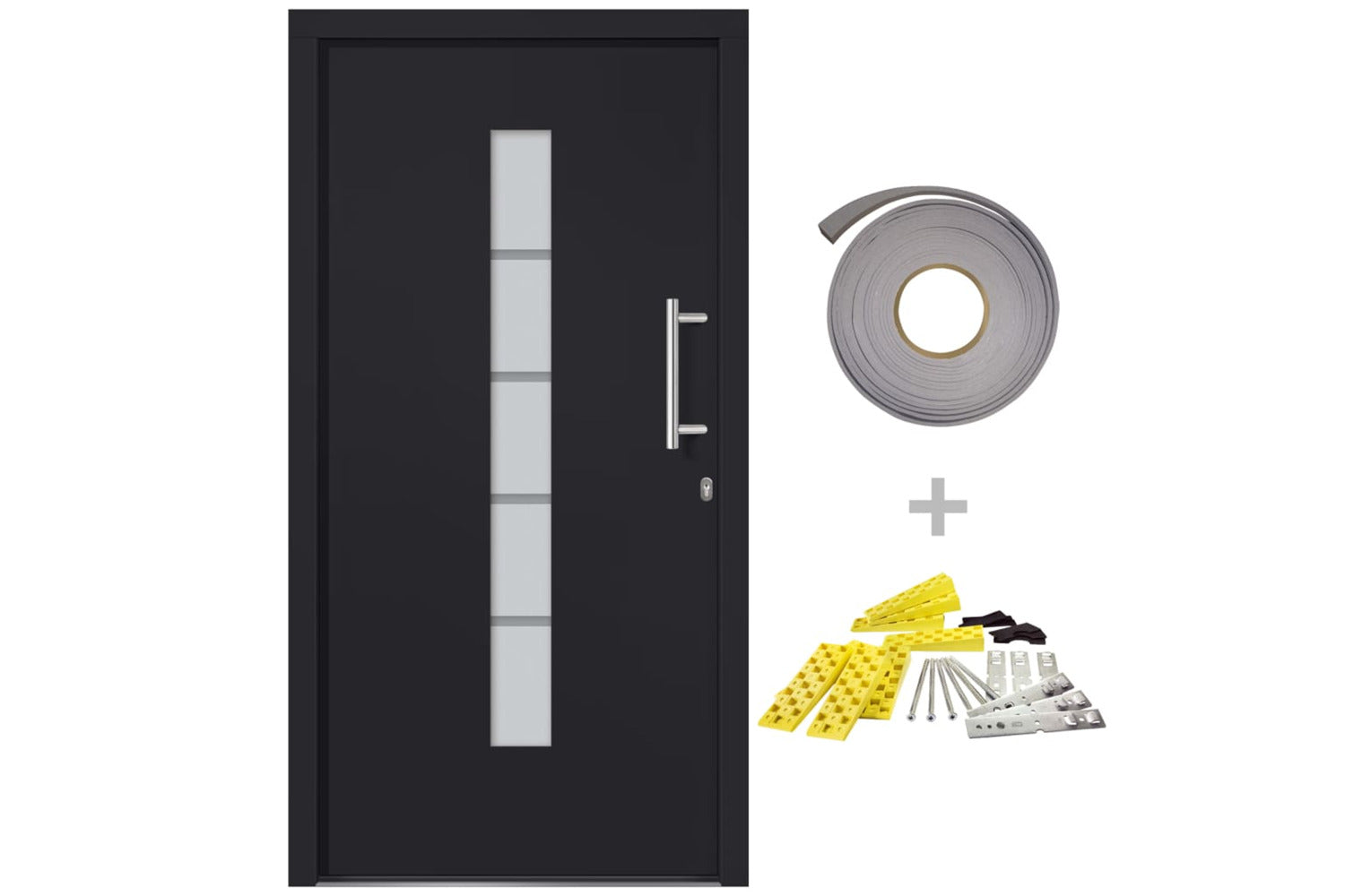 vidaXL 3056814 Front Door Aluminium And Pvc Anthracite 110x210cm-2