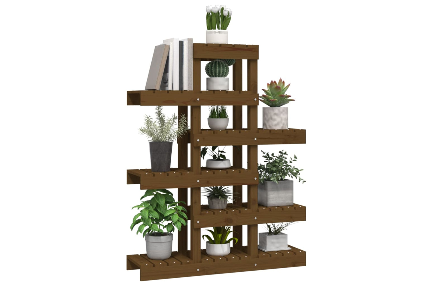 vidaXL 822090 Plant Stand Honey Brown 85x25x109.5cm Solid Wood Pine-3