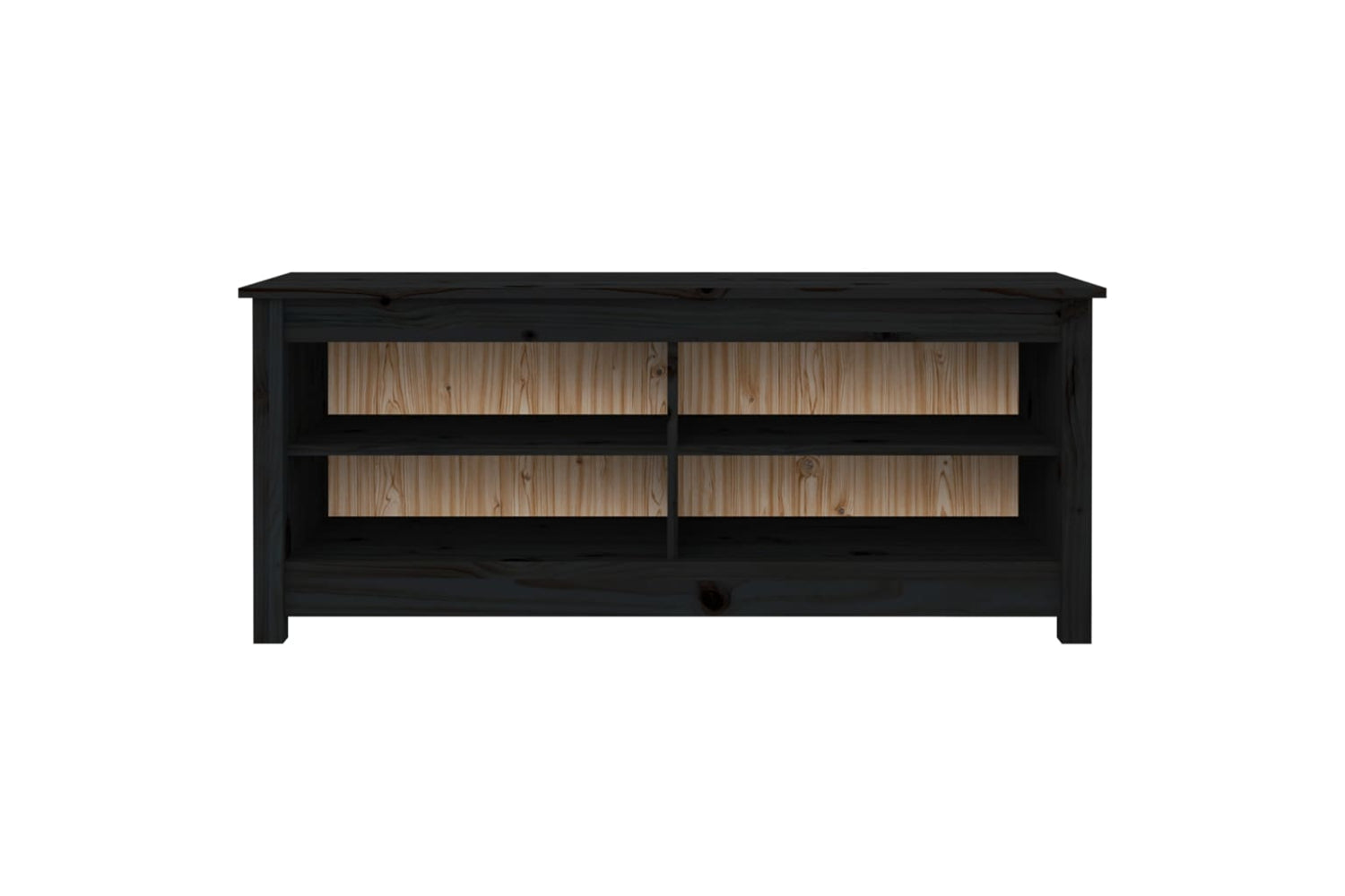 vidaXL 813778 Shoe Bench Black 110x38x45.5cm Solid Wood Pine-2