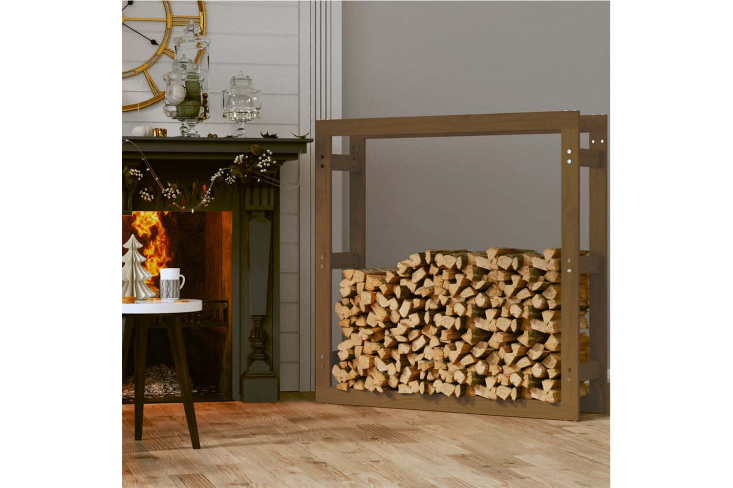 vidaXL 822425 Firewood Rack Honey Brown 100x25x100cm Solid Wood Pine-2