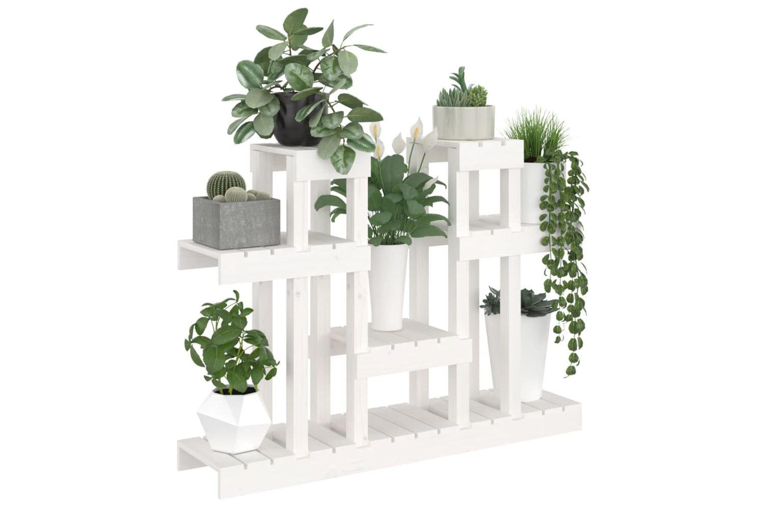 vidaXL 822098 Plant Stand White 104.5x25x77.5cm Solid Wood Pine-3