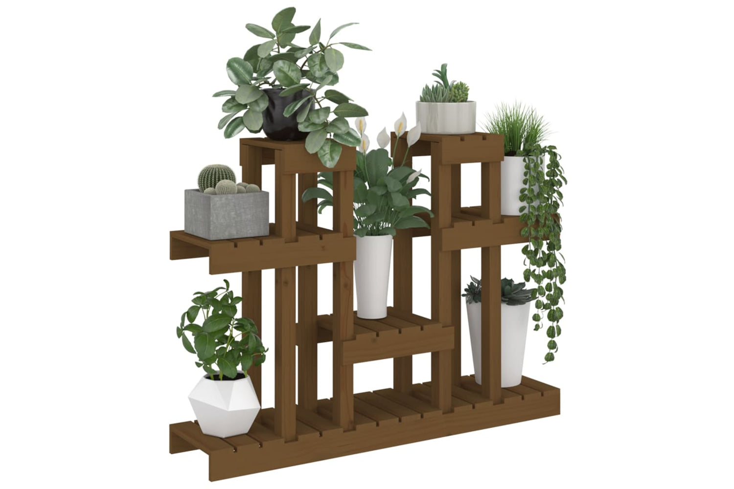 vidaXL 822100 Plant Stand Honey Brown 104.5x25x77.5cm Solid Wood Pine-3