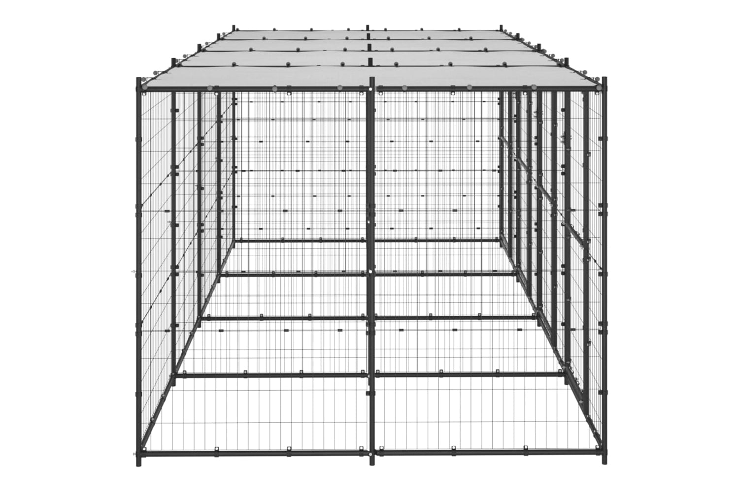 Vidaxl 3082251 Outdoor Dog Kennel Steel With Roof 9.68 M2-3
