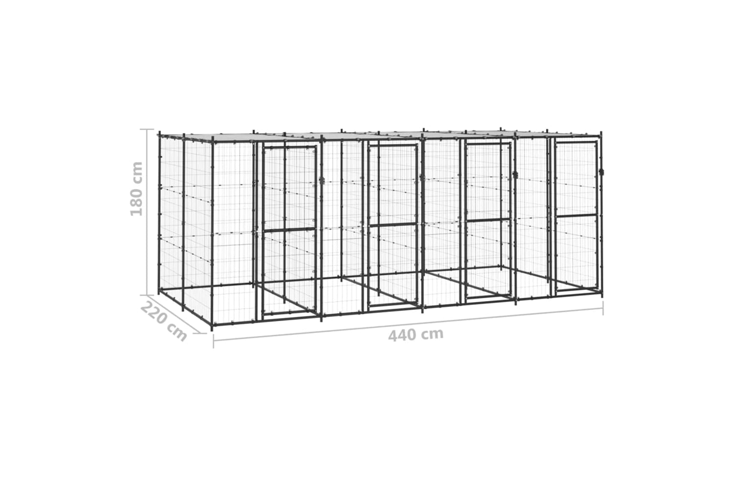 Vidaxl 3082251 Outdoor Dog Kennel Steel With Roof 9.68 M2-6