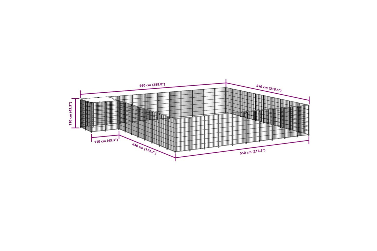 Vidaxl 3082241 Dog Kennel Black 31.46 M2 Steel-6