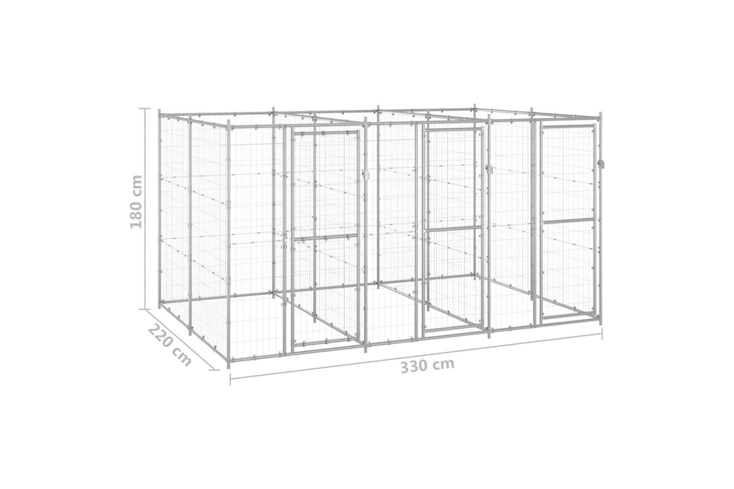 Vidaxl 3082283 Outdoor Dog Kennel Galvanised Steel 7.26 M2-6