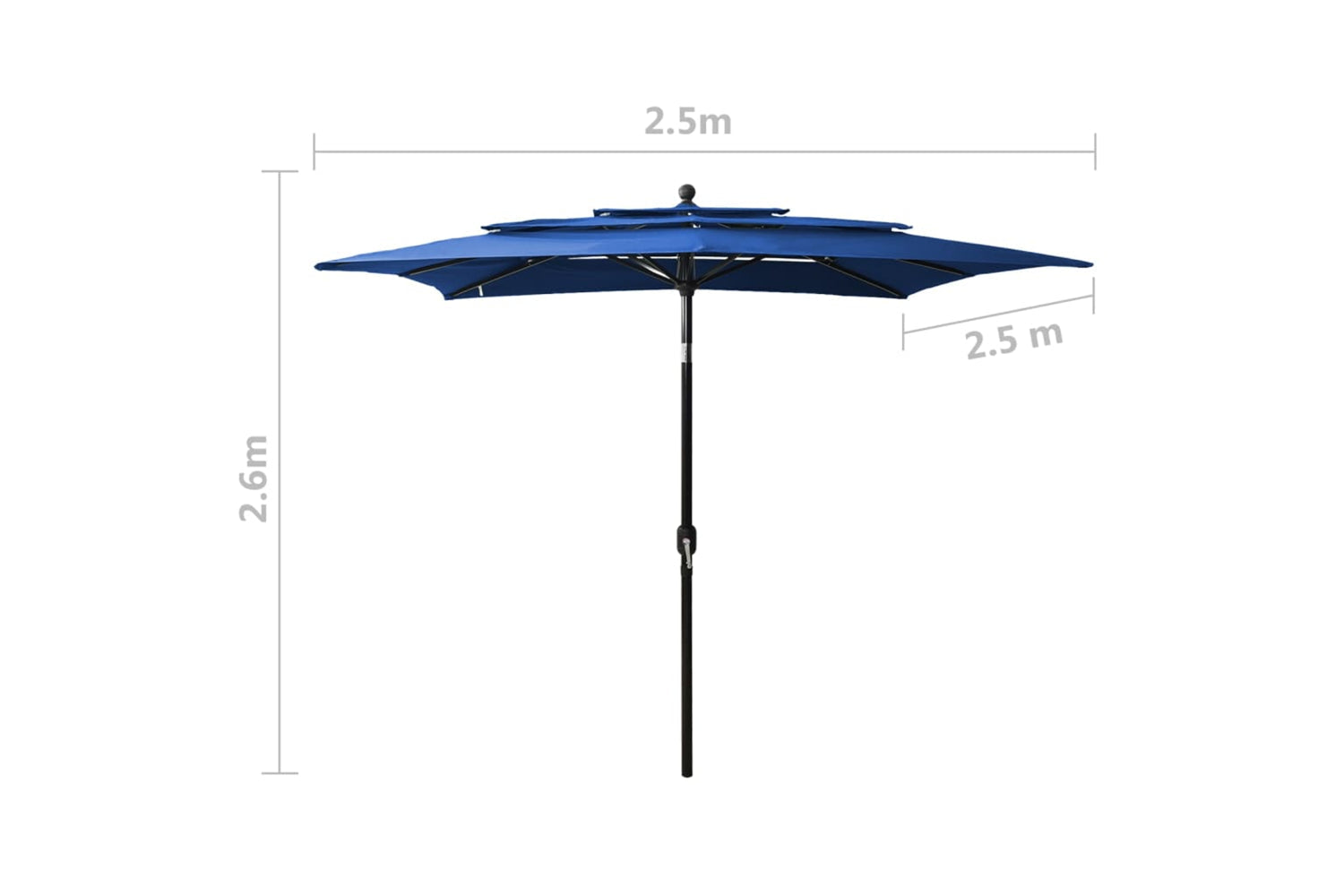 Vidaxl 313843 3-tier Parasol With Aluminium Pole Azure Blue 2.5x2.5 M-8