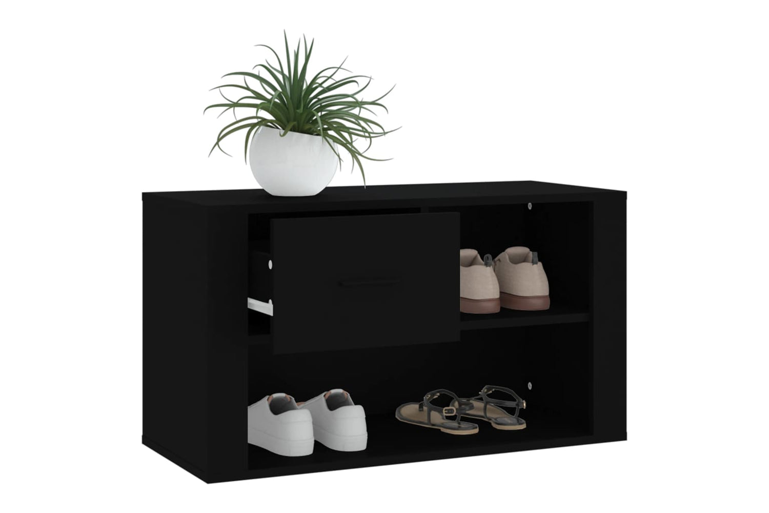 vidaXL 816753 Shoe Cabinet Black 80x35x45cm Engineered Wood-3