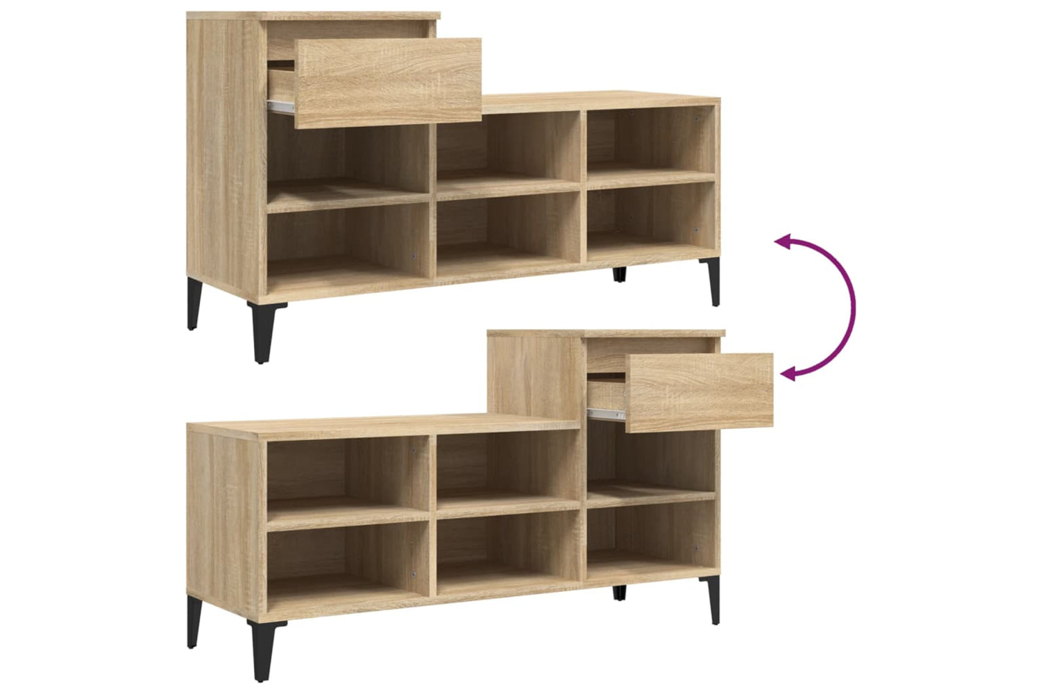 vidaXL 821215 Shoe Cabinet Sonoma Oak 102x36x60cm Engineered Wood-8