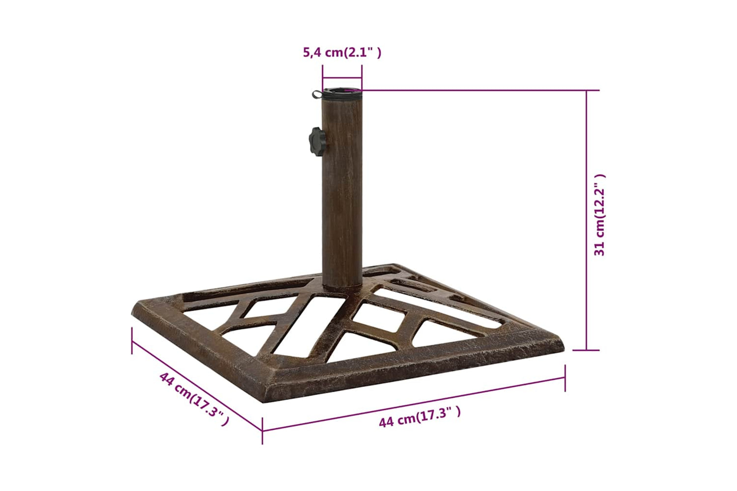 vidaXL 317762 Umbrella Base Bronze 44x44x31cm Cast Iron-8