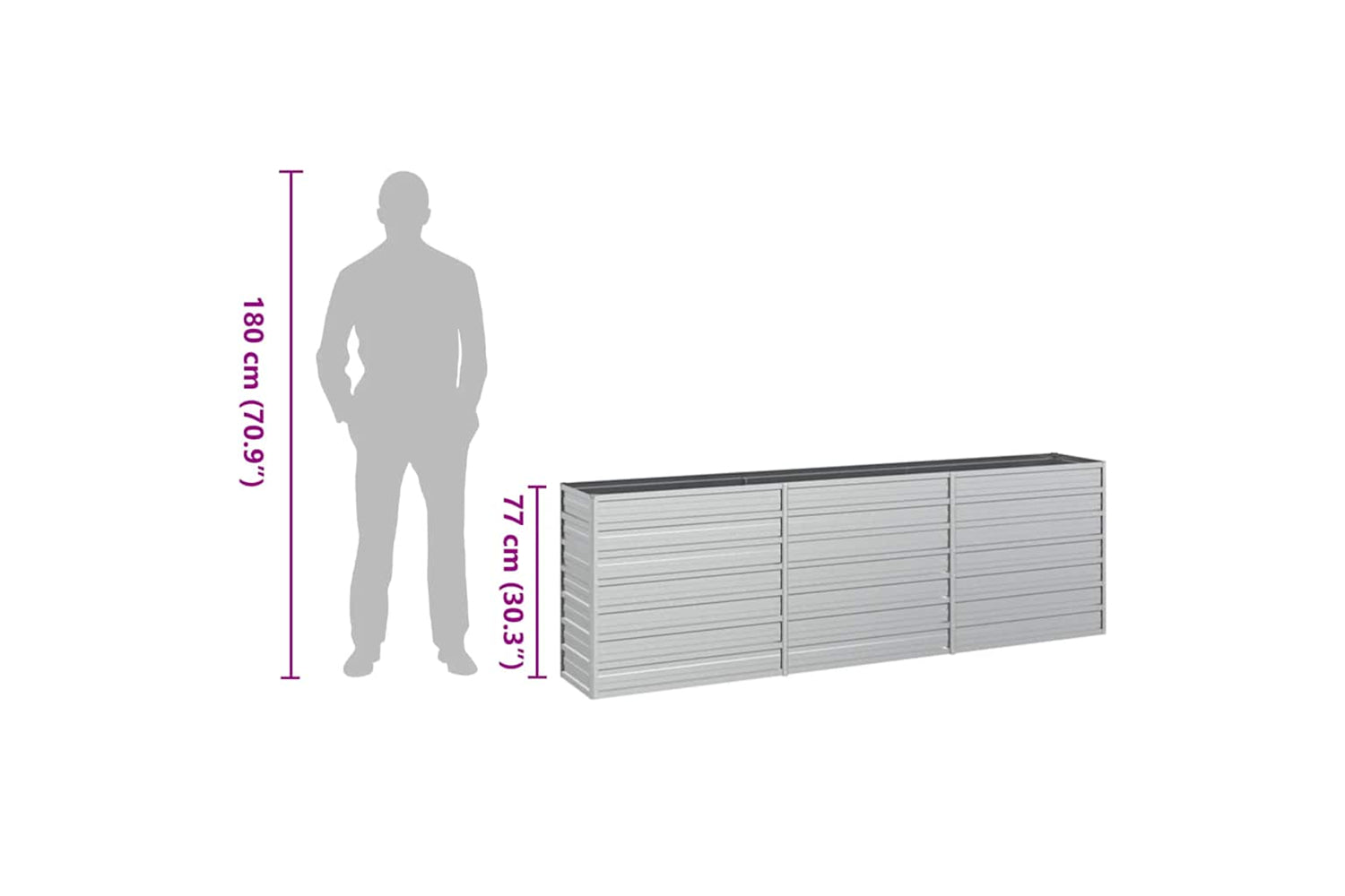 Vidaxl Garden Raised Bed 240x40x77 Cm Galvanized Steel Silver-7