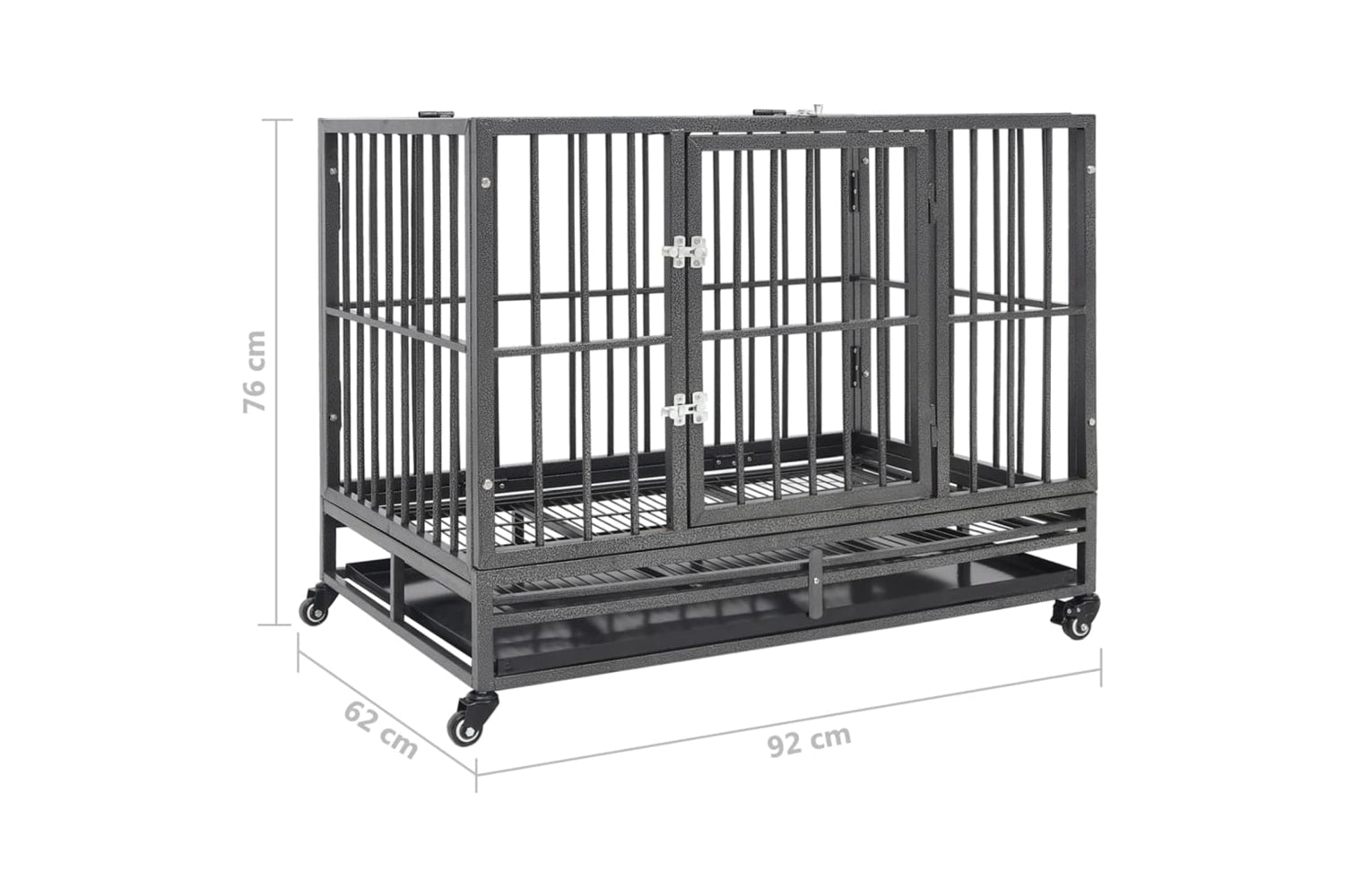 vidaXL 171491 Dog Cage With Wheels Steel 92x62x76cm-8