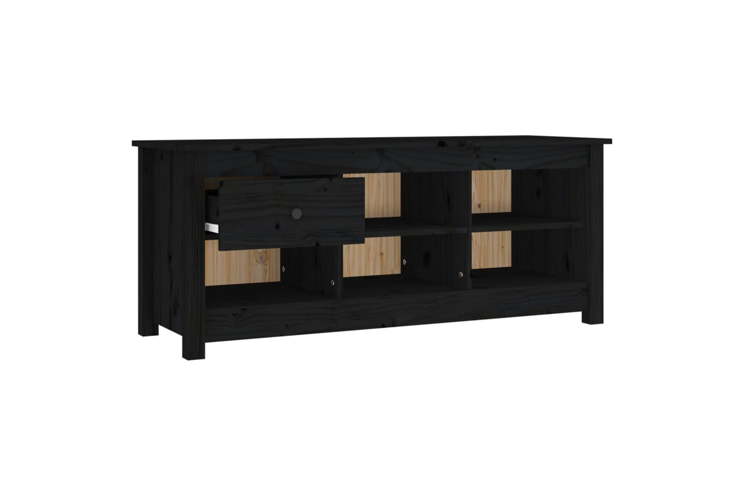 vidaXL 814598 Shoe Cabinet Black 110x38x45.5cm Solid Wood Pine-3
