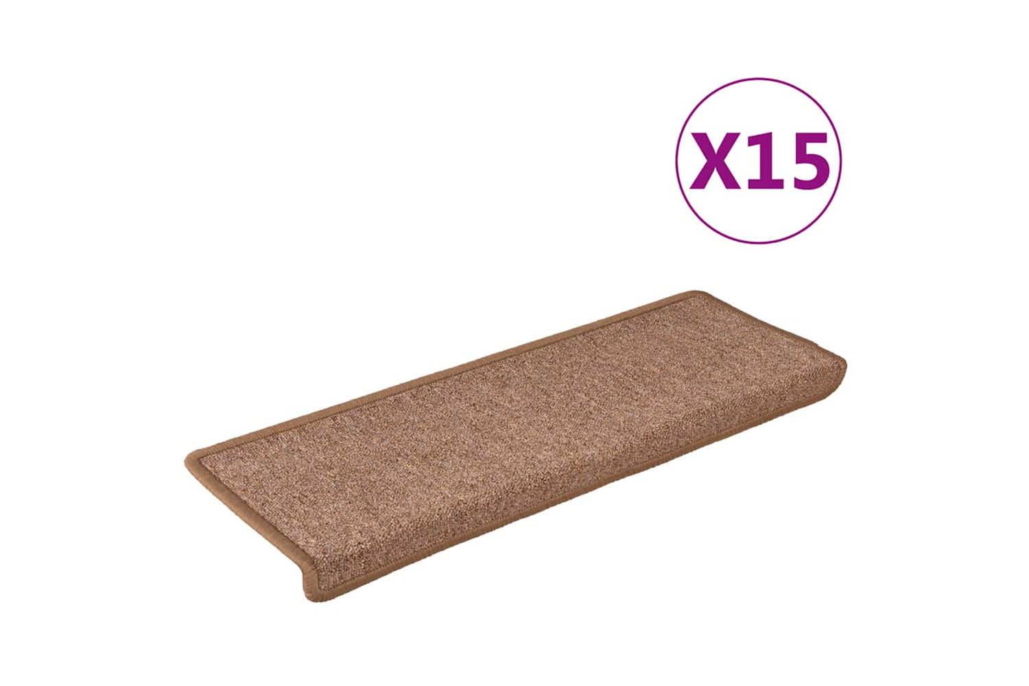 vidaXL 326196 Carpet Stair Treads 15 Pcs 65x21x4cm Brown