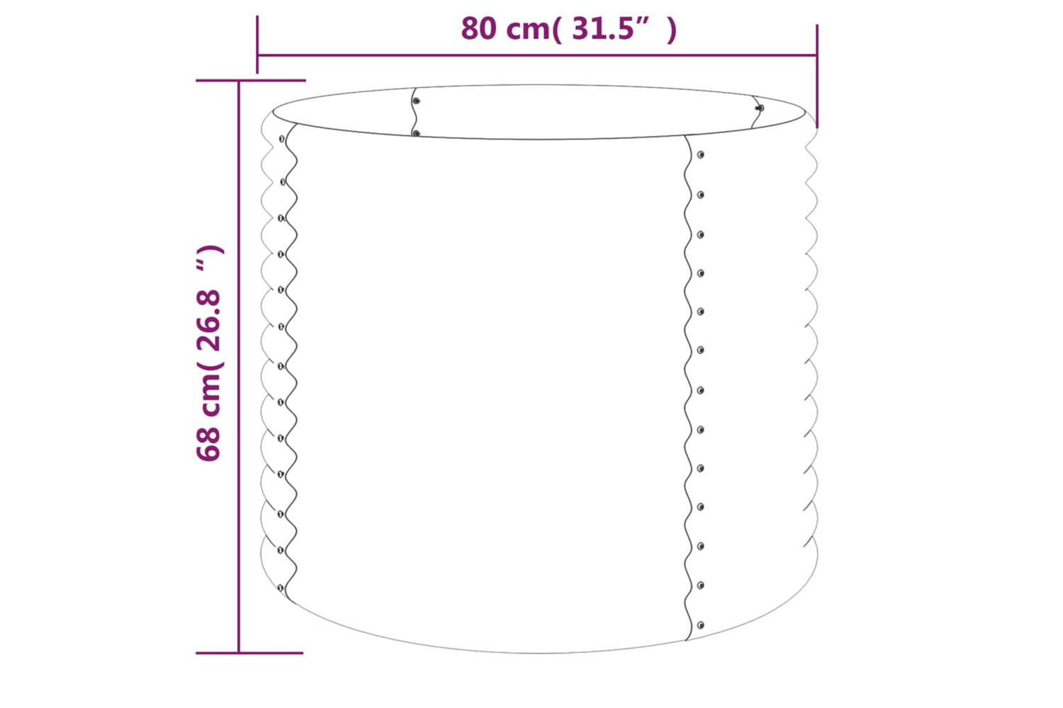 vidaXL 318859 Garden Planter Powder-coated Steel 80x80x68cm Grey-3