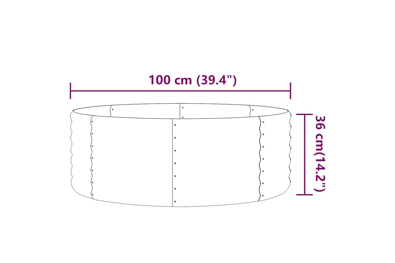 vidaXL 318984 Garden Raised Bed Powder-coated Steel 100x100x36cm Grey-3