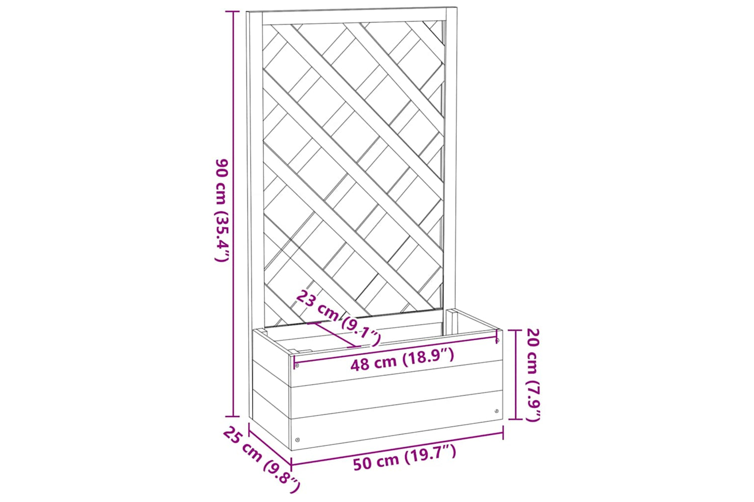 Vidaxl 314831 Garden Trellis Planter Grey 50x25x90 Cm Solid Firwood-6