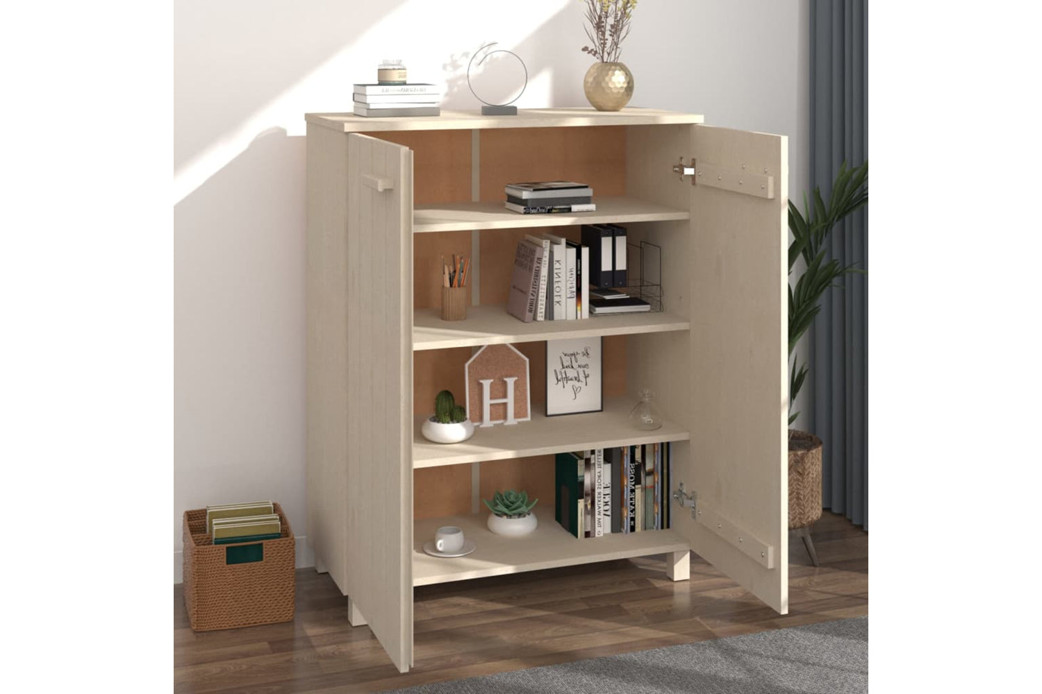 vidaXL Shoe Cabinet Hamar Honey Brown 85x40x108cm Solid Wood Pine-6