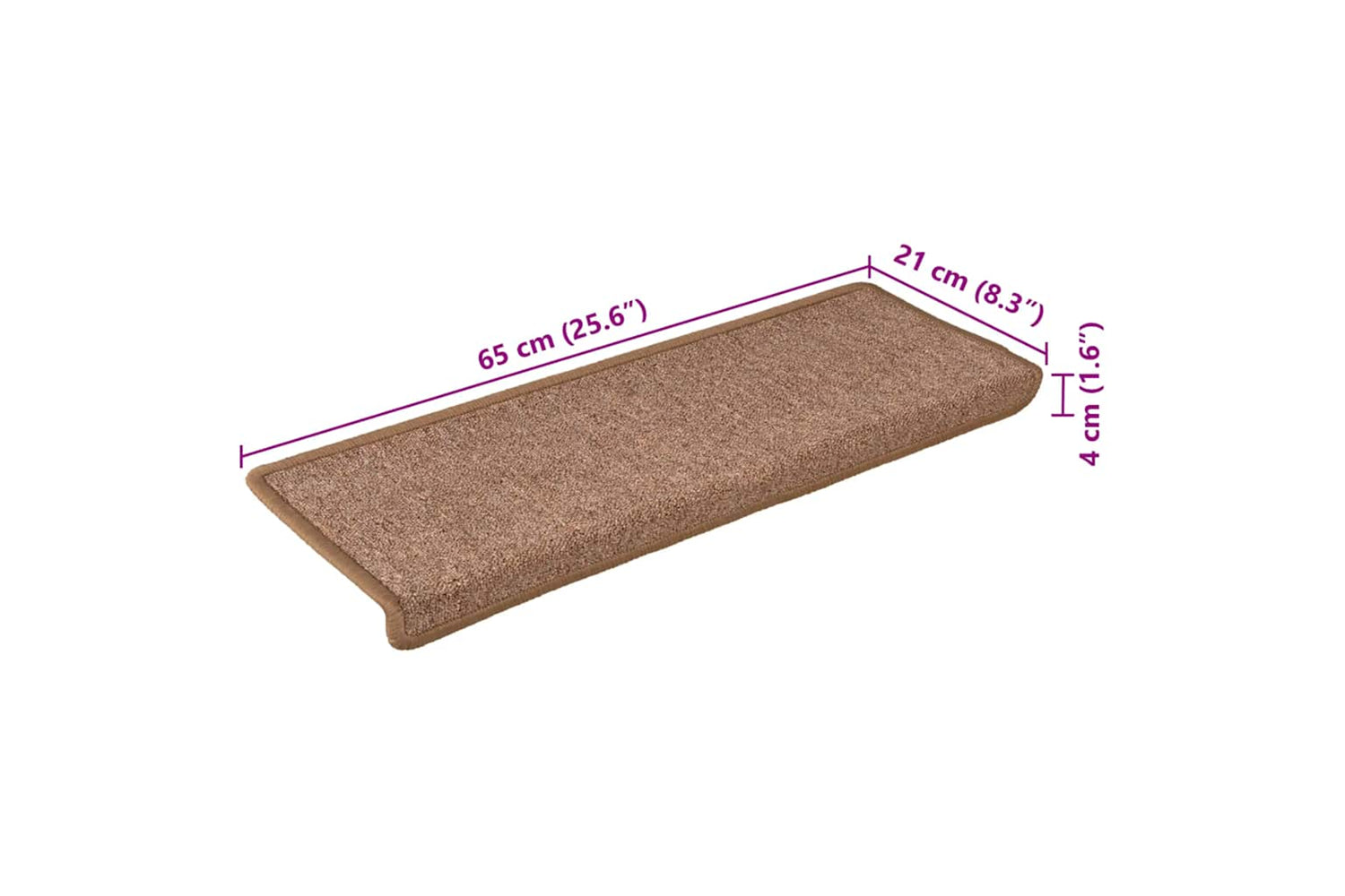vidaXL 326196 Carpet Stair Treads 15 Pcs 65x21x4cm Brown-7