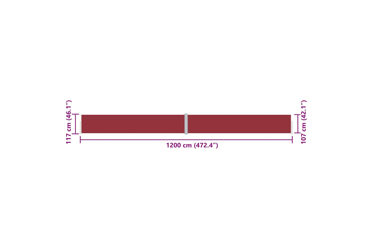 vidaXL 318059 Retractable Side Awning Red 117x1200cm-7