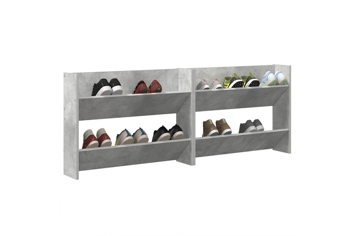 vidaXL 806750 Wall Shoe Cabinets 2 Pcs Concrete Grey 80x18x60cm Engineered Wood-3