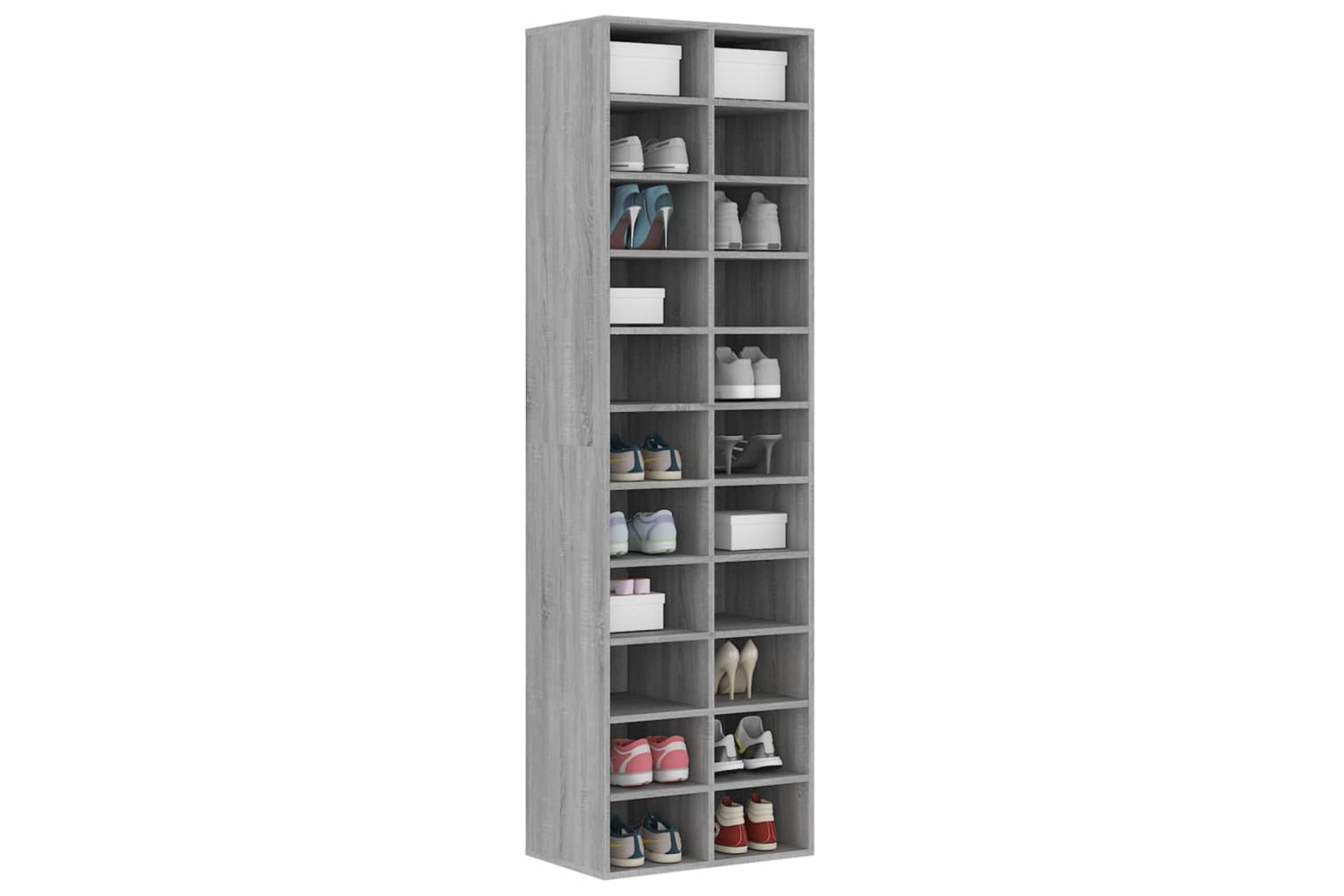 vidaXL 815301 Shoe Cabinet Grey Sonoma 54x34x183cm Engineered Wood-2